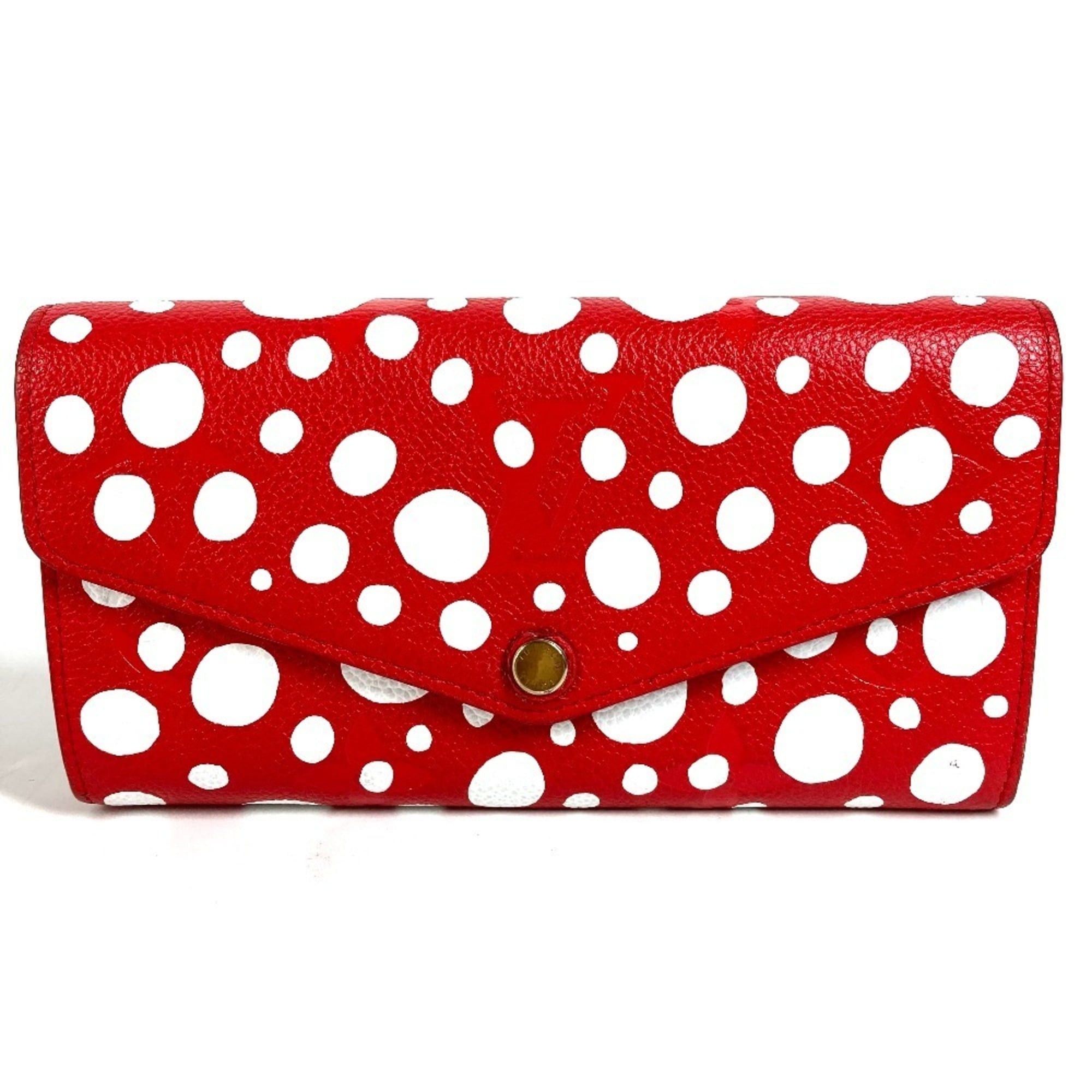 Louis Vuitton Louis Vuitton Monogram LV x YK Yayoi Kusama Portefeuille Sarah NM Polka Dot Bi-fold Flap Long Wallet Leather Men's Women's Red Size ONE SIZE - 1 Thumbnail