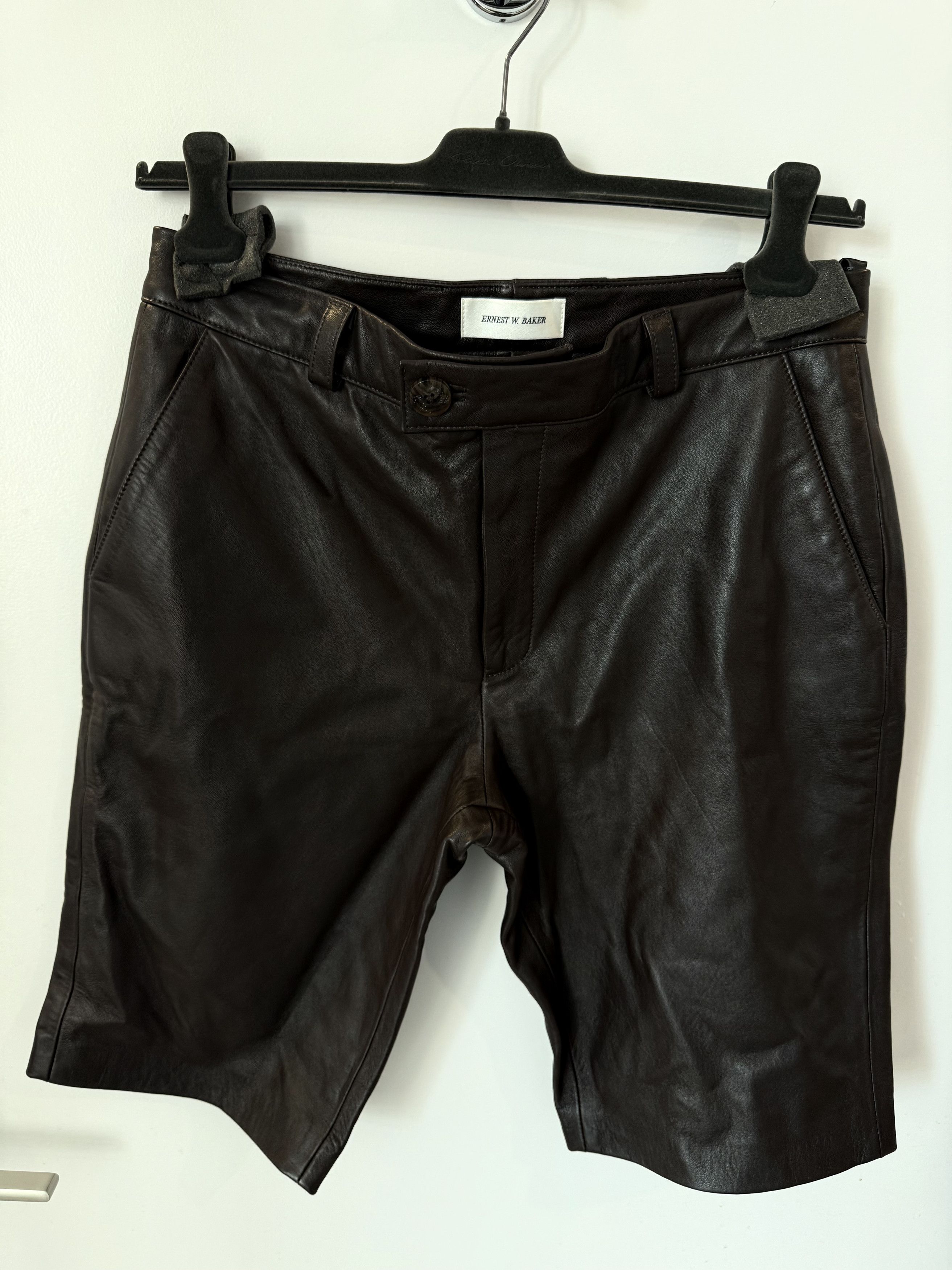 Ernest W. Baker Ernest W. Baker Brown Leather Shorts - XL - 52 Size US 36 / EU 52 - 3 Thumbnail