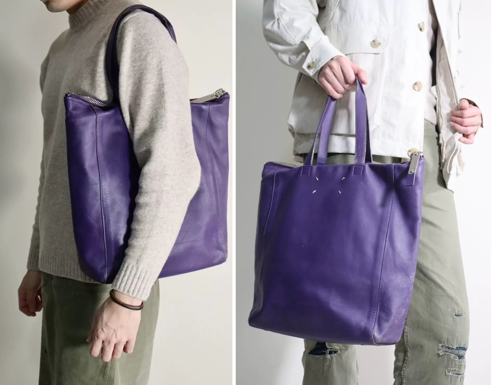 Maison Margiela Maison Margiela Purple Leather Tote Bag Size ONE SIZE - 1 Thumbnail
