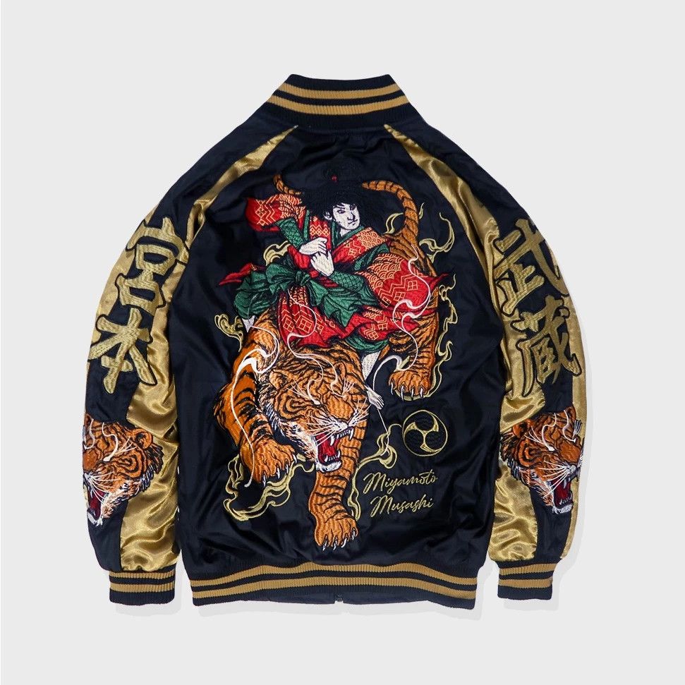 image of Sukajan Souvenir Jacket Sukajan Jacket Musashi Black, Men's (Size Small)