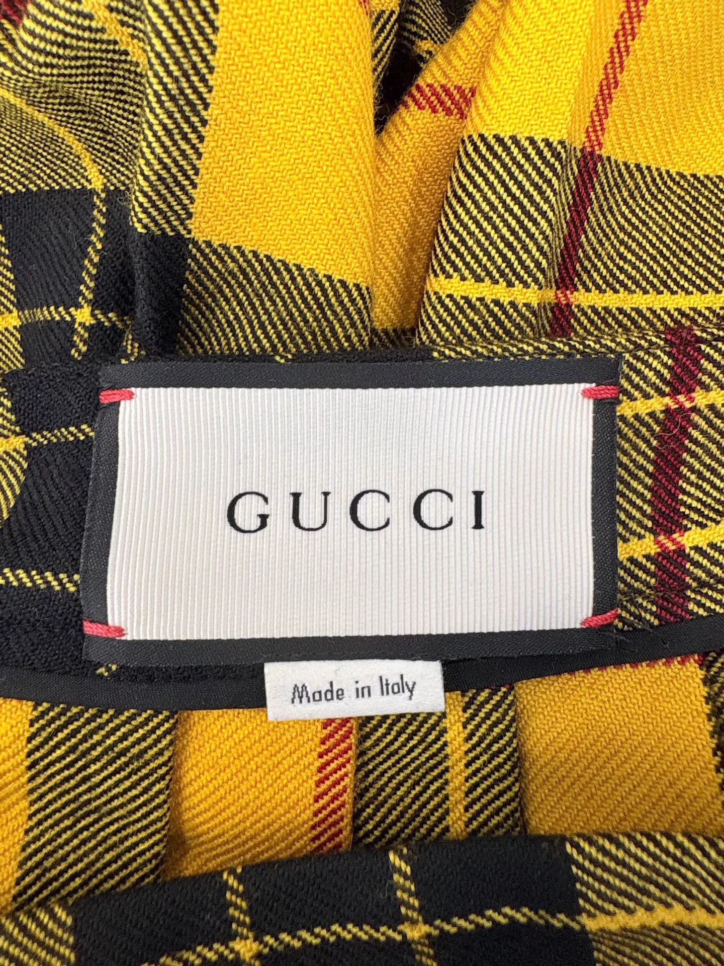 Gucci GUCCI Yellow Plaid Wool Midi Skirt K1 Size 27" / US 4 / IT 40 - 4 Thumbnail