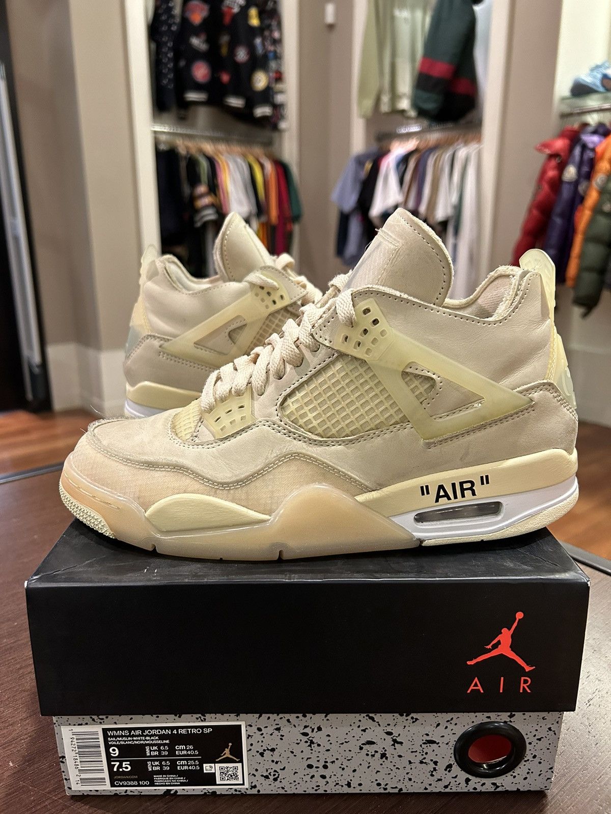 Jordan Brand × Off-White Jordan 4 Retro Off-White Sail (Women's) Size US 7.5 / EU 40-41 - 1 Thumbnail