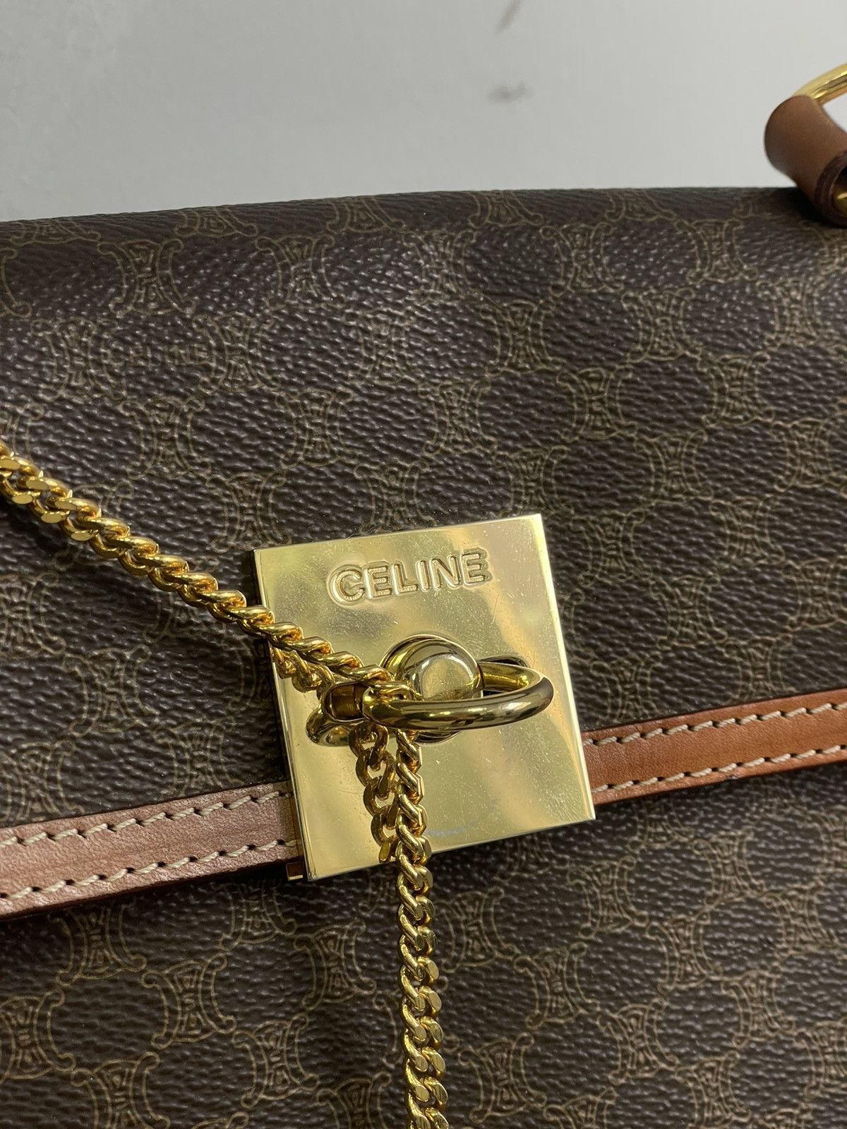 Celine Celine brown handle bag vintage luxury monogram Size ONE SIZE - 4 Thumbnail