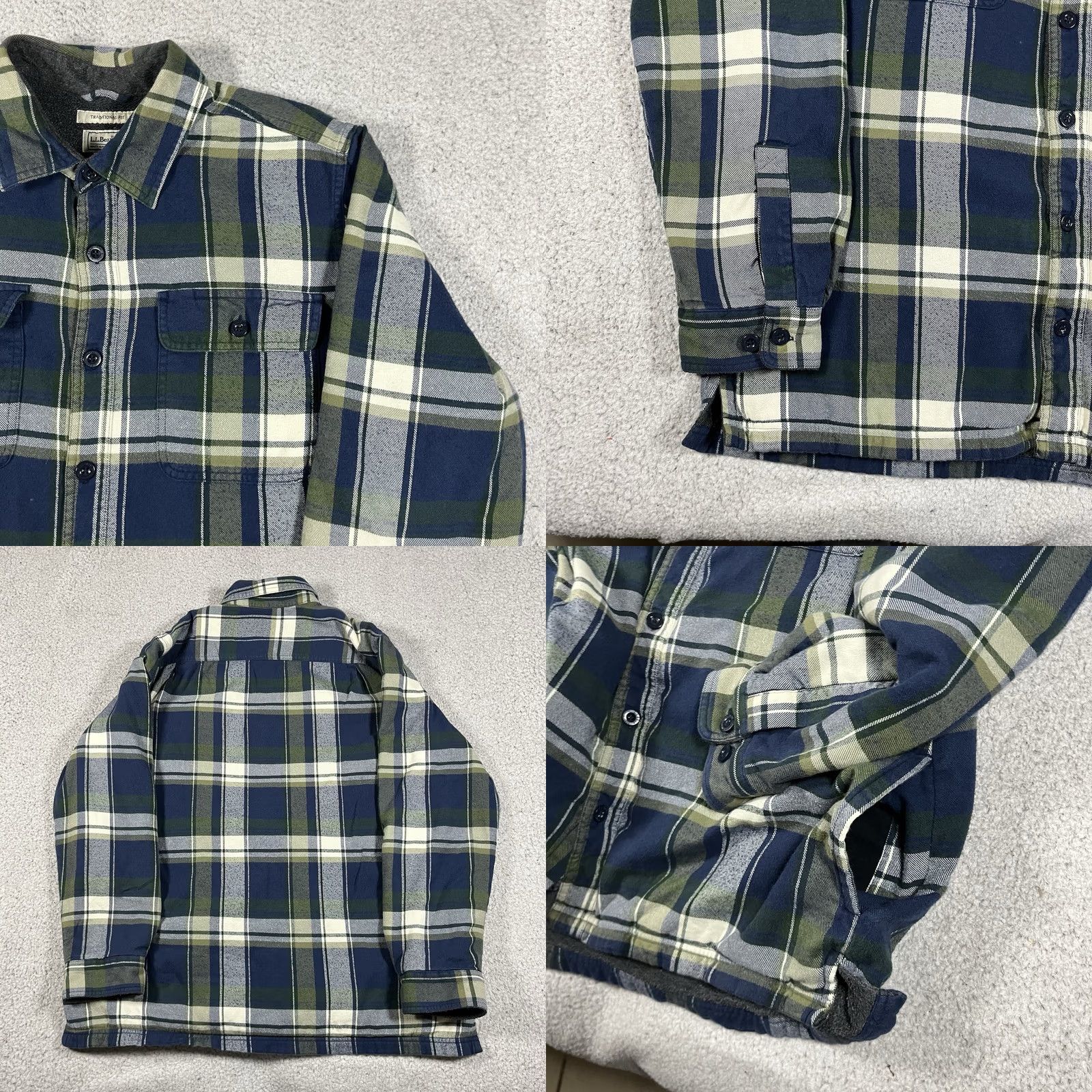 Vintage LL Bean Shirt Mens L Plaid Heavy Fleece Sherpa Lined Shacket Flannel Pockets Size US L / EU 52-54 / 3 - 8 Thumbnail