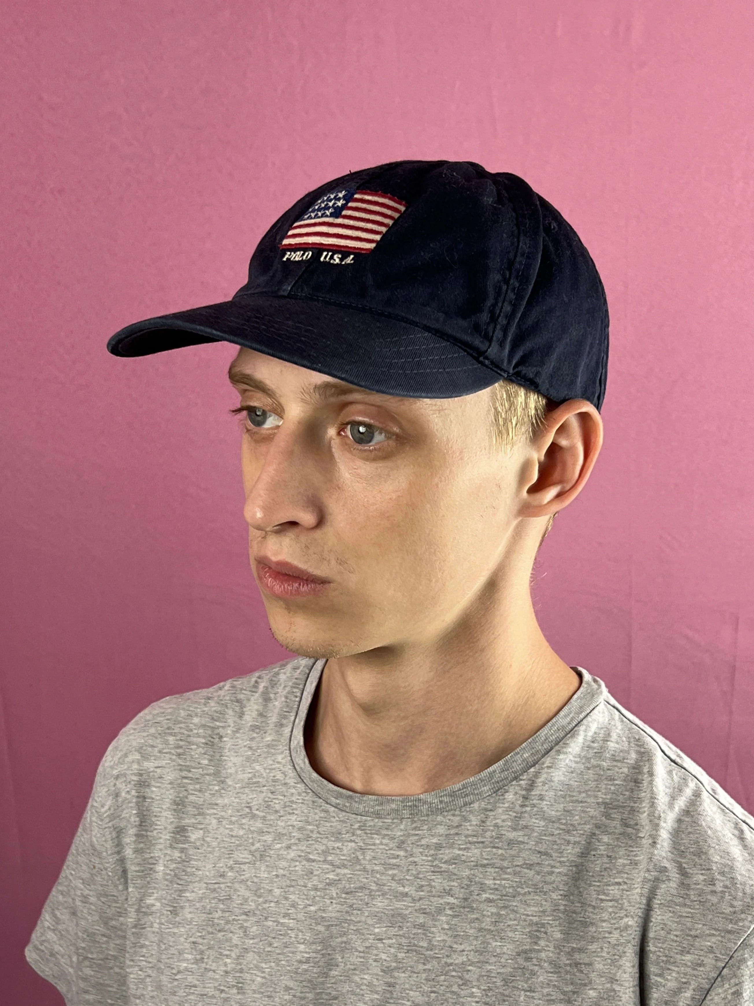 Polo Ralph Lauren 90s Polo by Ralph Lauren Vintage Polo USA. Flag BaseballCap Size ONE SIZE - 1 Thumbnail