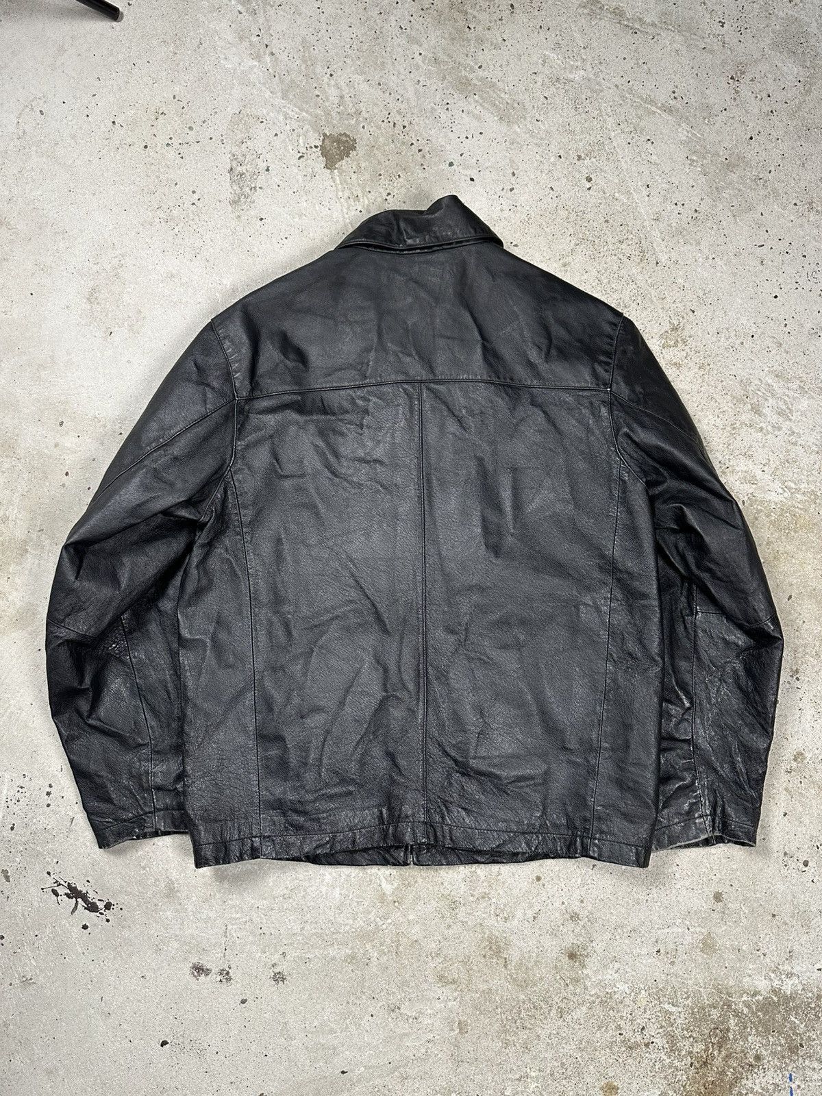 Vintage Vintage 90s Black Utility Leather Bomber Jacket Size US M / EU 48-50 / 2 - 2 Thumbnail