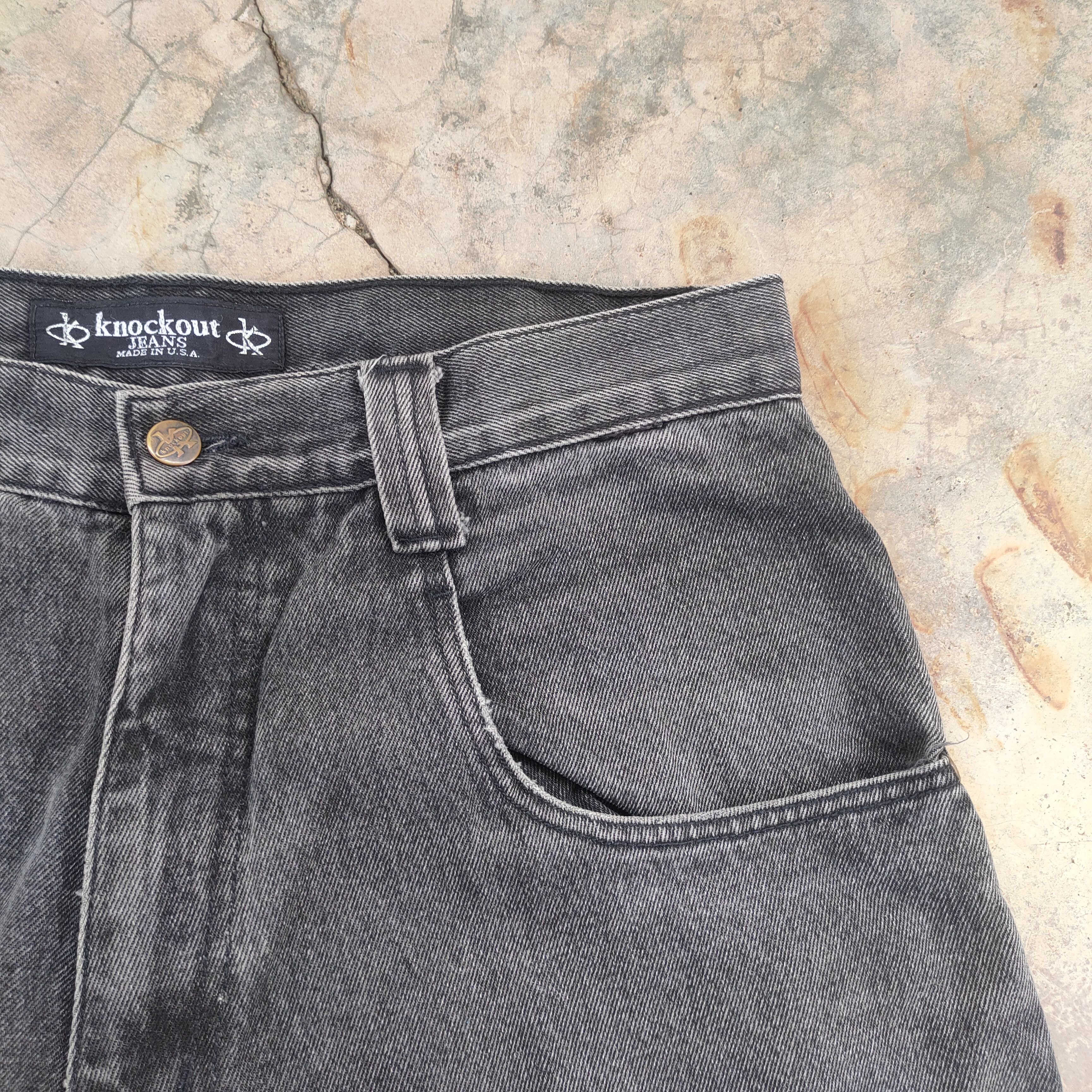 Jean × Vintage W34 VINTAGE KNOCKOUT FADED BLACK DISTRESSED JEANS PANTS Size US 34 / EU 50 - 8 Thumbnail