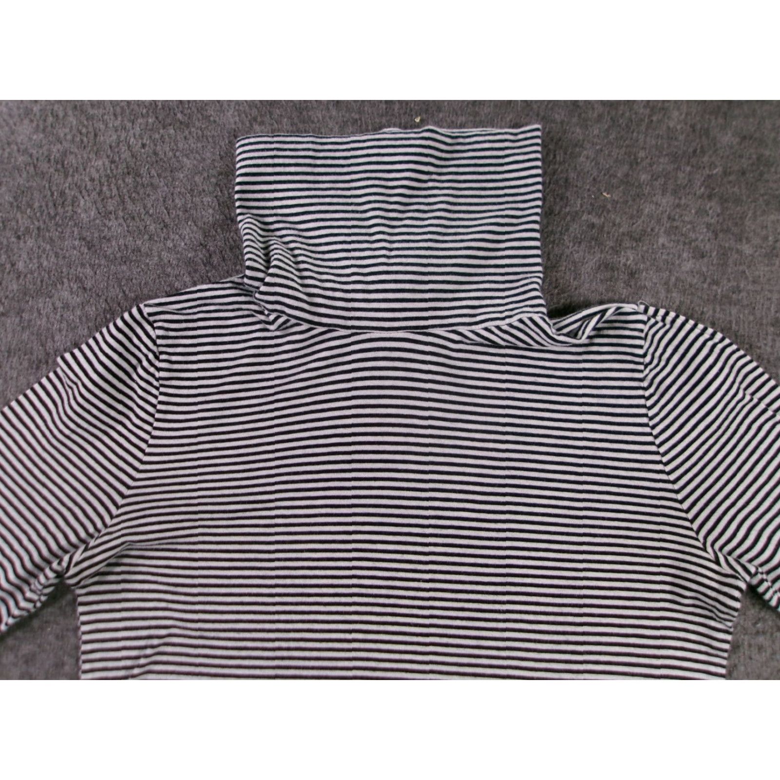 J.Crew J.CREW Turtleneck Womens S Black White Stripe 100% Cotton Slim Fit Long Sleeve Shirt Size S / US 4 / IT 40 - 2 Thumbnail
