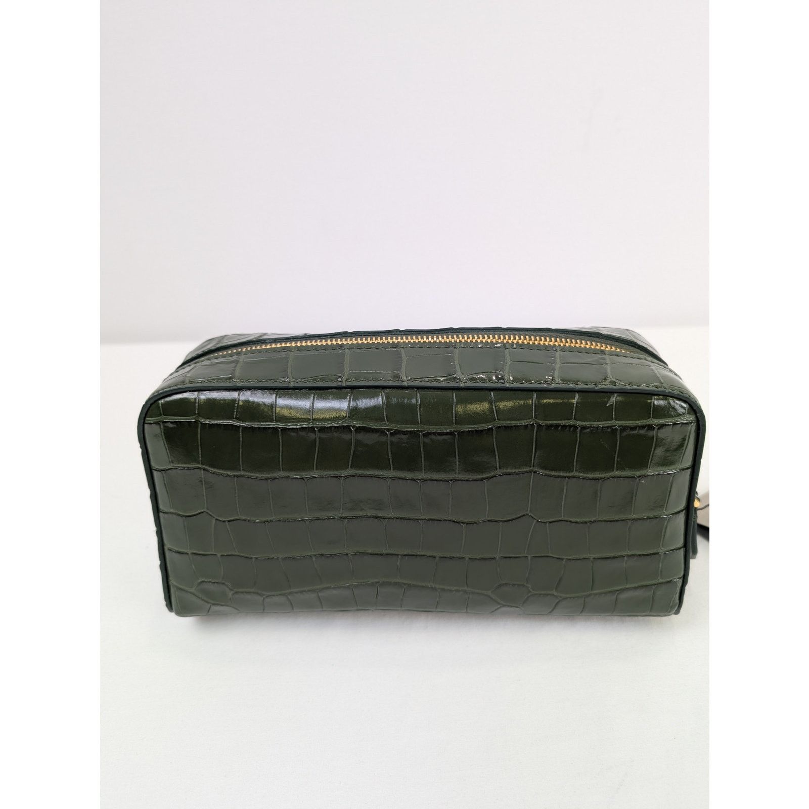 Tom Ford o1rshd1 Size: OS/ Beauty Case Pouch Croc Embossed Bag Green Size ONE SIZE - 5 Thumbnail