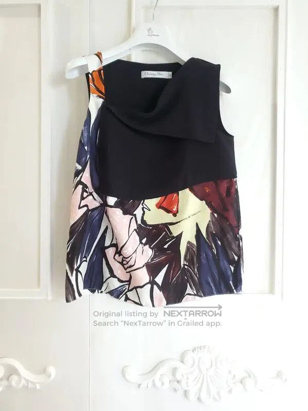 Dior Dior Multicolor Silk Short Sleeve Top . Size XS / US 0-2 / IT 36-38 - 5 Thumbnail