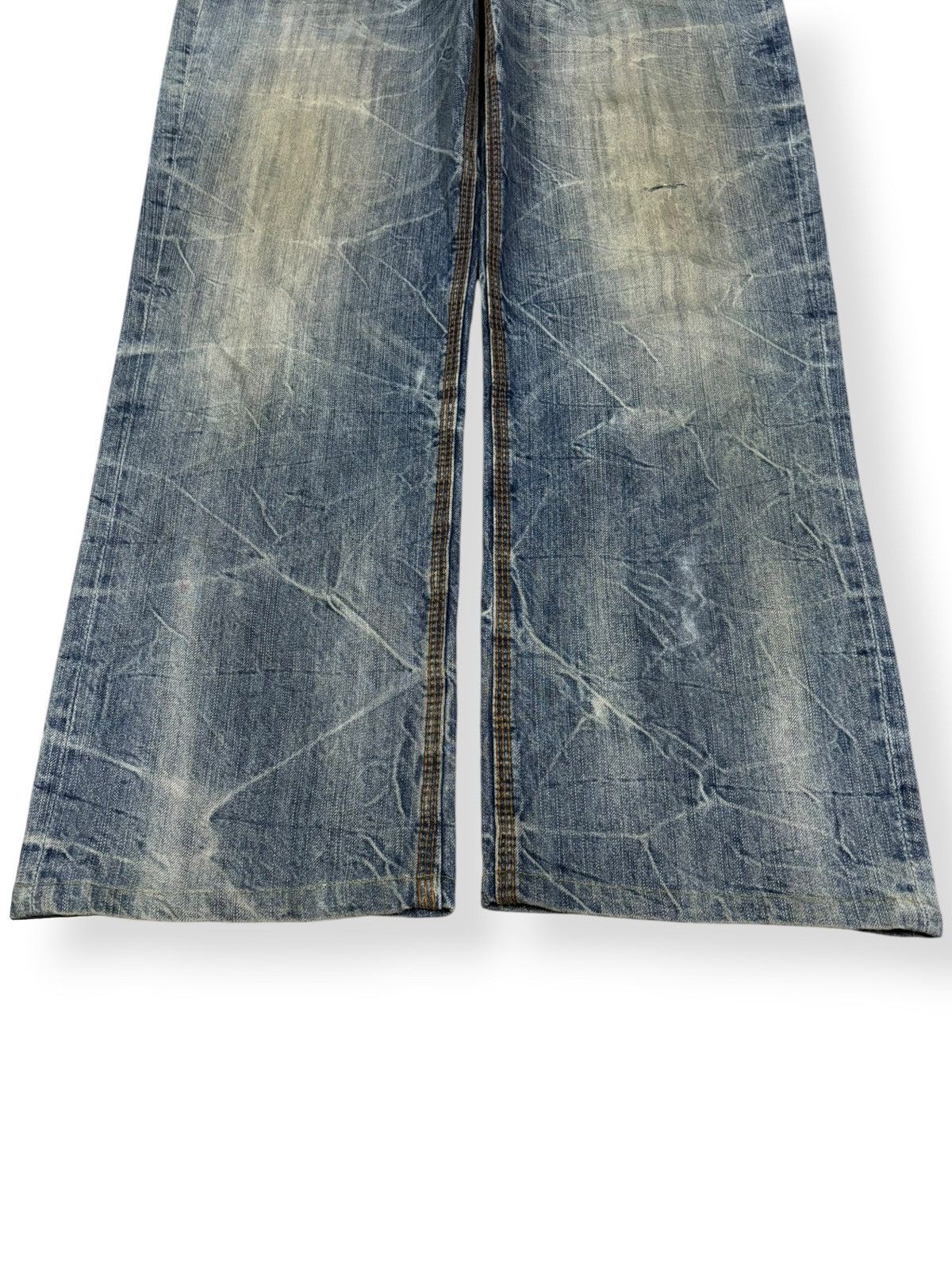 Beauty Beast Japanese Brand Double Waist Cracked Mud Wash Baggy Jeans Size US 34 / EU 50 - 6 Thumbnail