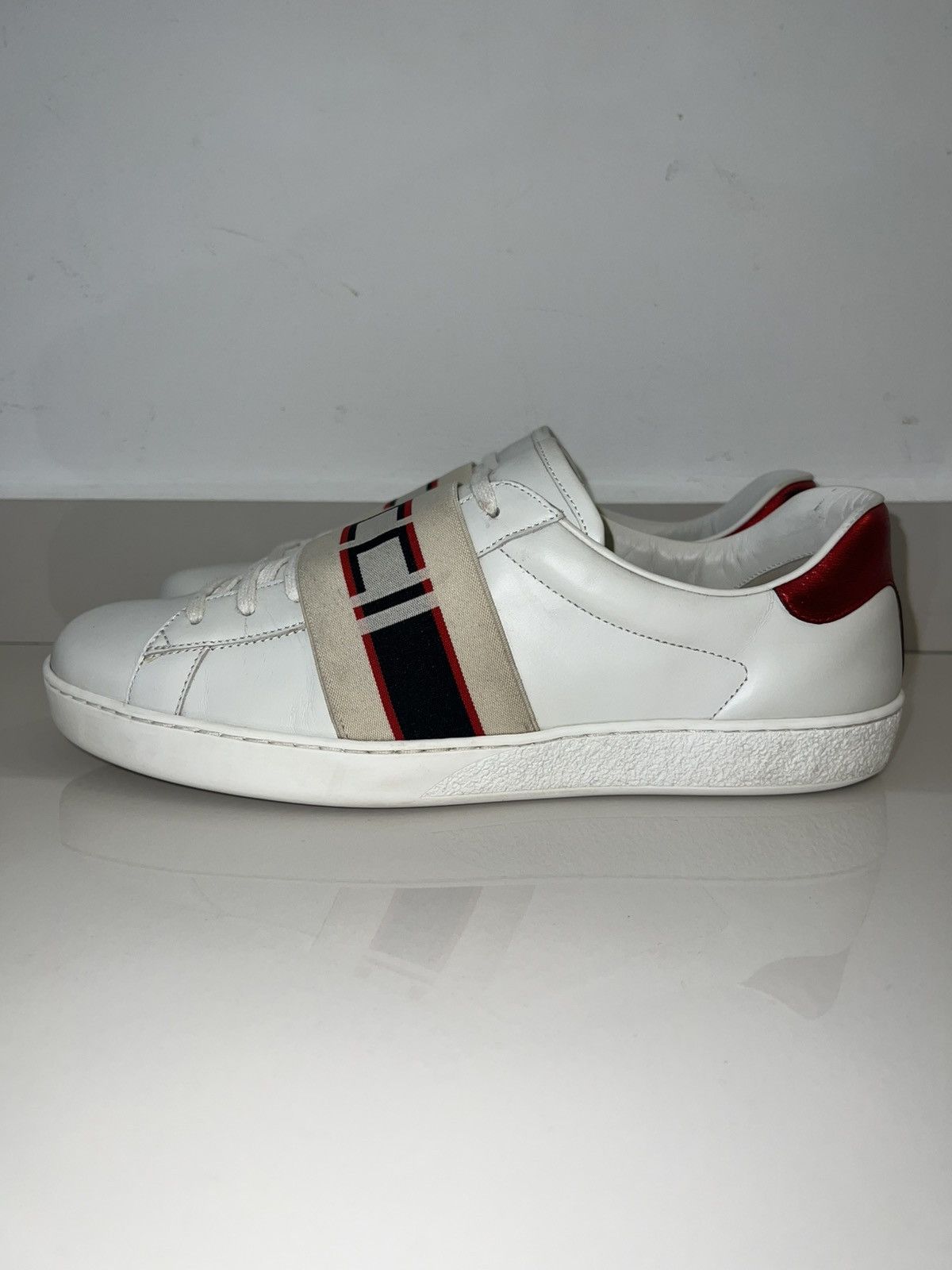 Gucci Gucci Ace Stripe White Red Black (Only Shoes) Size US 11 / EU 44 - 1 Thumbnail