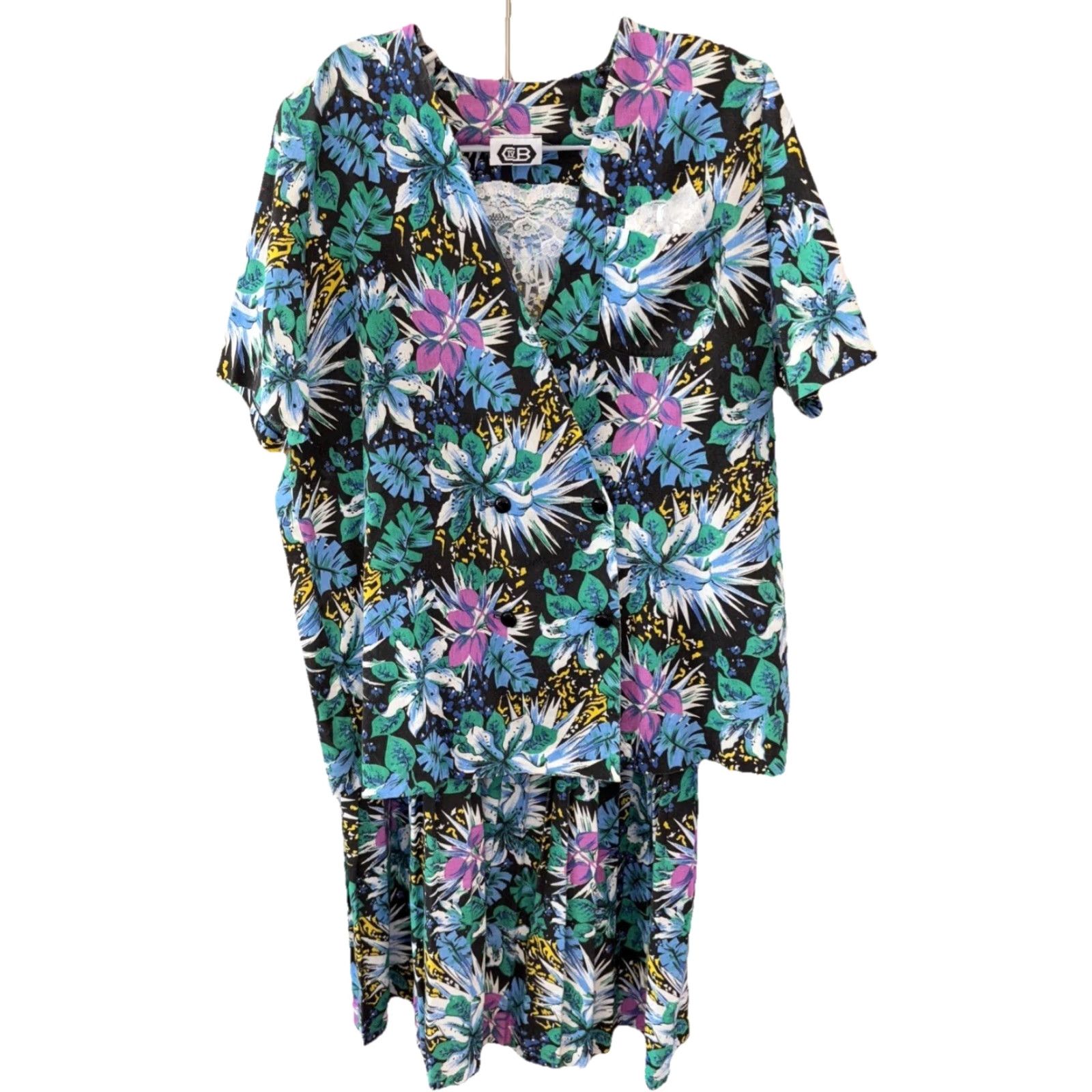 Vintage **Vintage CB IV Two Piece Dress Set Floral Print 3X** User: Vintage CB IV Two Piece Dress Set Floral Print 3X Size 40" / US 18 - 2 Thumbnail