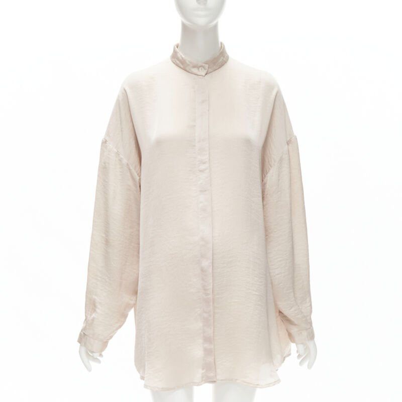 Haider Ackermann HAIDER ACKERMANN hammered polyester blush pink oversize shirt FR38 M Size S / US 4 / IT 40 - 1 Thumbnail