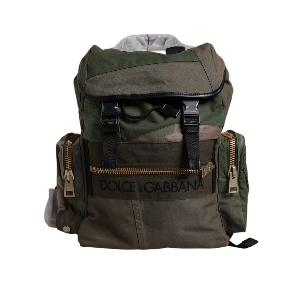 Dolce & Gabbana Dolce & Gabbana Military Green Patchwork Travel Backpack Bag Size ONE SIZE - 1 Thumbnail