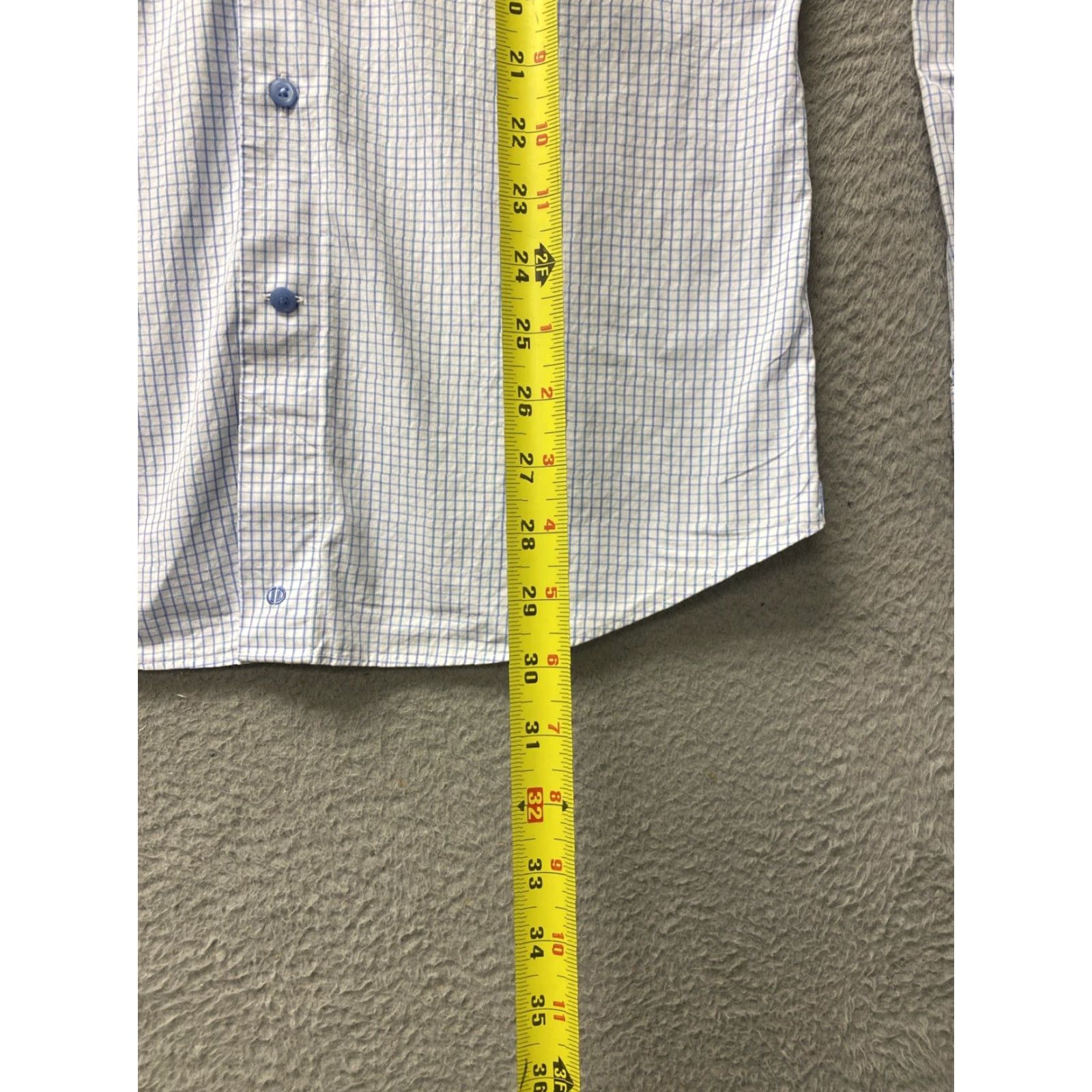 David Donahue David Donahue Dress Shirt Men 15.5 Slim 34/35 White Blue Check Long Sleeve Button Collared Shirt /0461 Size 42R - 7 Thumbnail