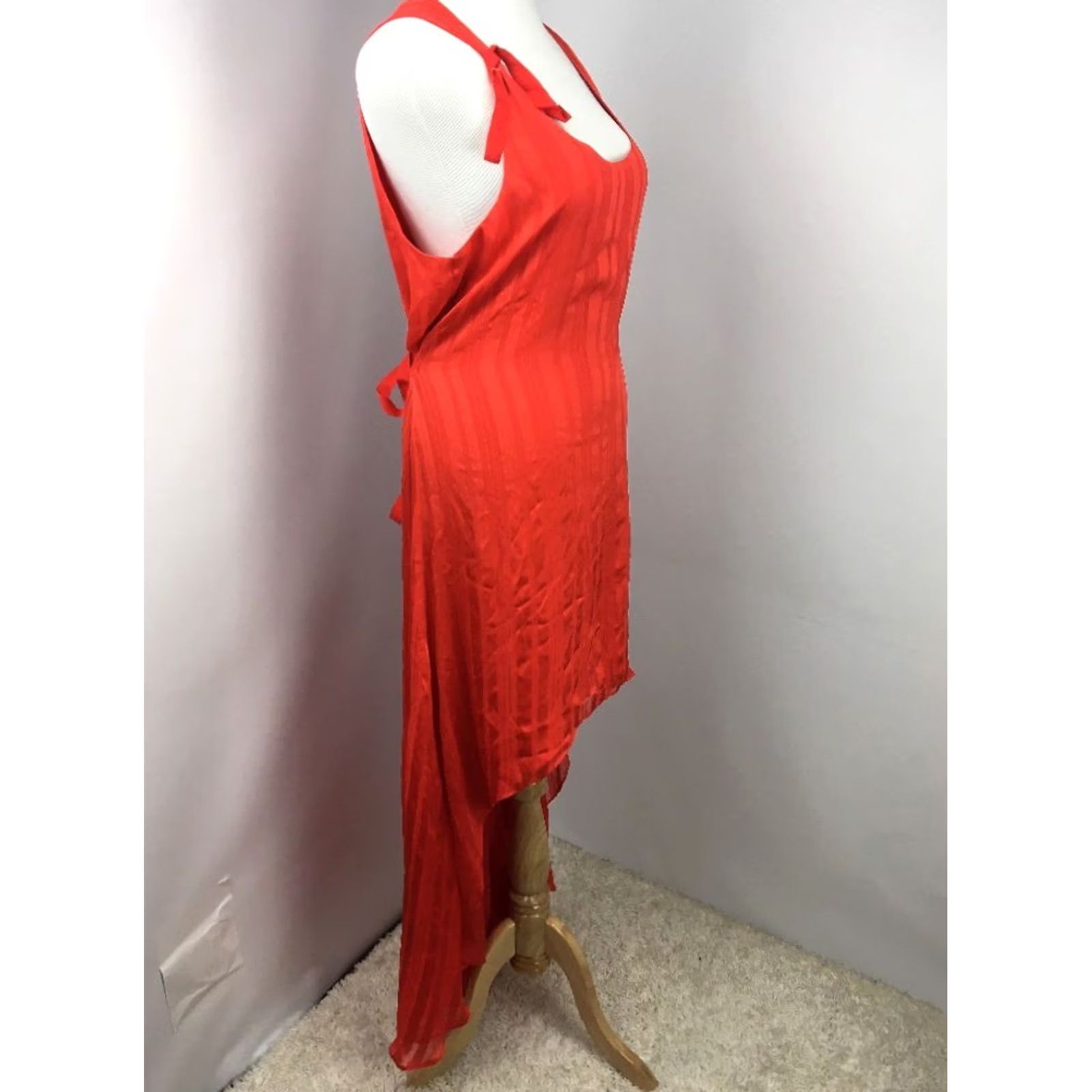 Vintage VINTAGE SPIEGEL Red Dress SHEATH Waterfall Striped 16 NWT Knee-Length Sleeveless Halter Blouson Dressy Womens Mens? Size XXL / US 16-18 / IT 52-54 - 7 Thumbnail