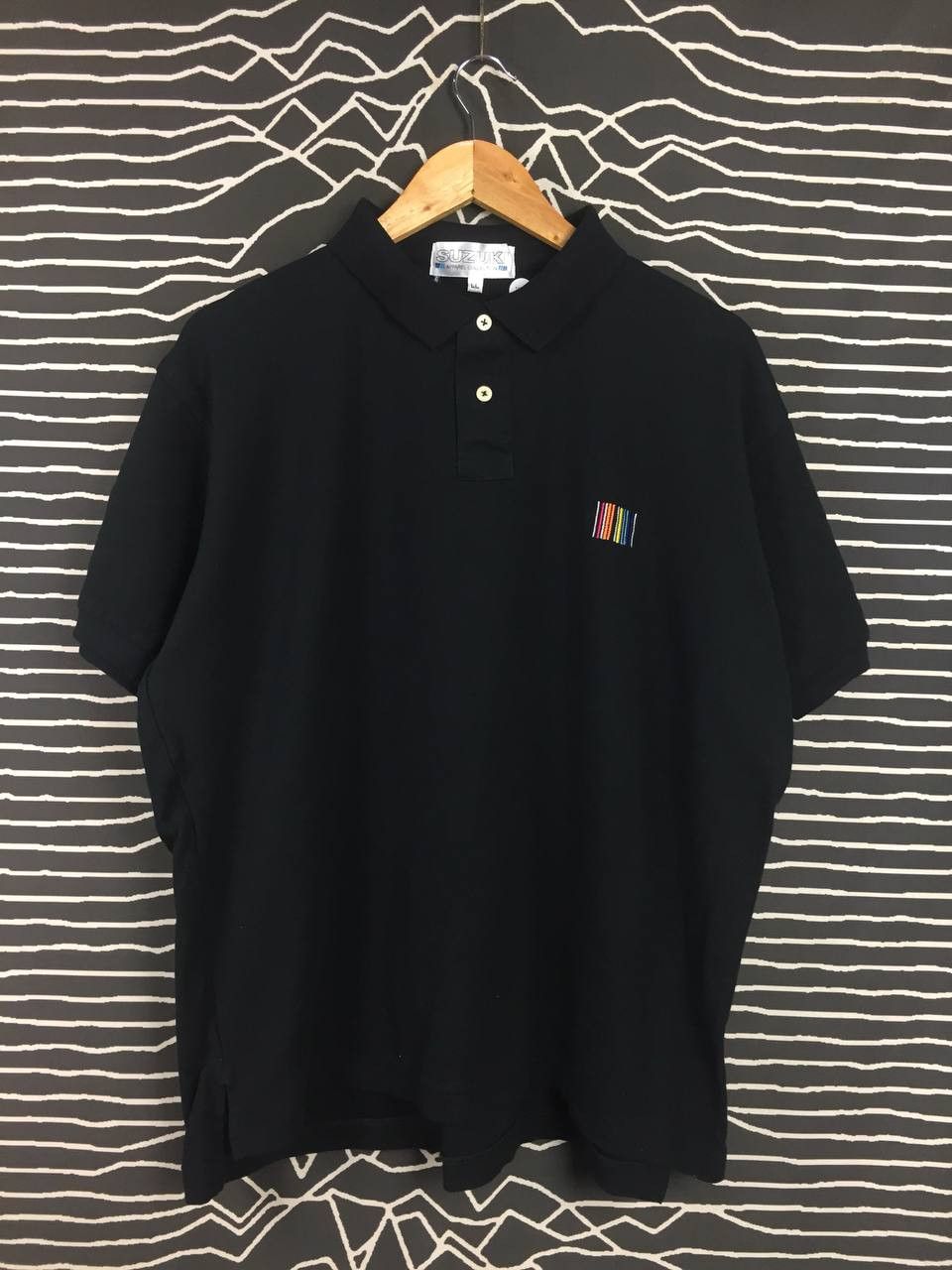 Japanese Brand × Vintage Vtg Suzuki Apparel Collection Rainbow Bar Code Polo Tee Size US XL / EU 56 / 4 - 2 Thumbnail