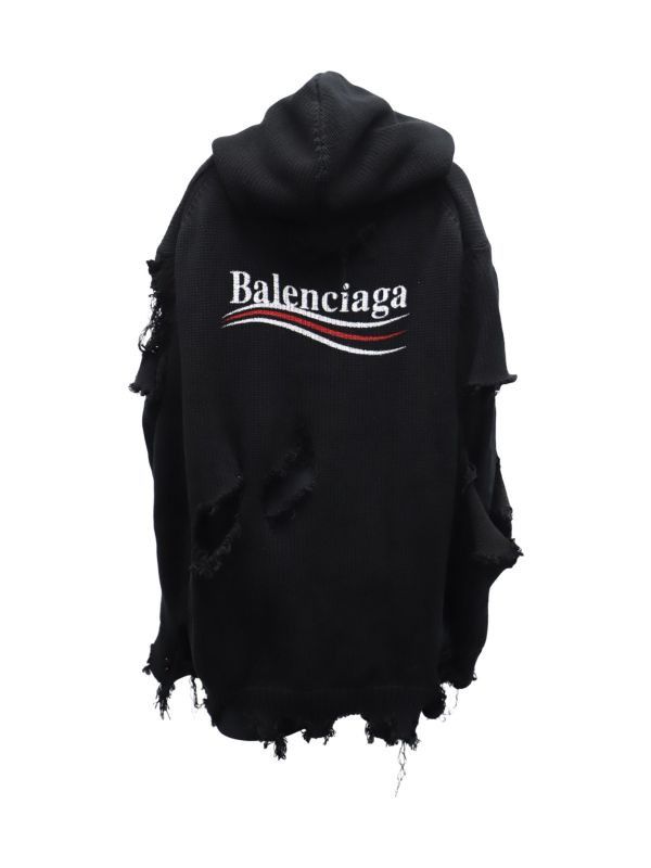 Balenciaga o1mt1gz0524 Balenciaga Logo Destroyed Hoodies in Black Size US S / EU 44-46 / 1 - 2 Thumbnail