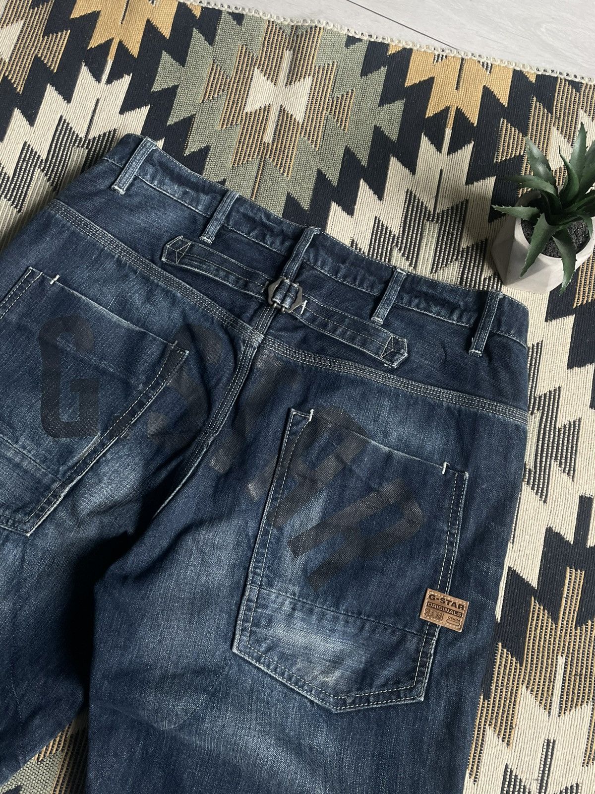 G-Star × Vintage Vintage Y2K G-Star Raw Big Logo Denim Shorts Size US 32 / EU 48 - 3 Thumbnail