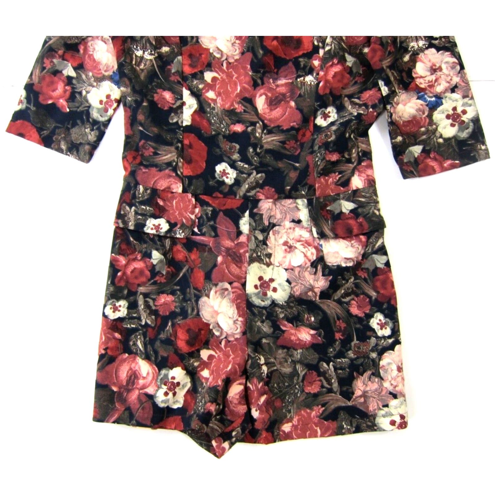 Vintage Lavish Alice Pink Brown Blue Floral Stretch Shorts Romper Jumpsuit UK 8 US 4/S Size 28" / US 6 / IT 42 - 6 Thumbnail