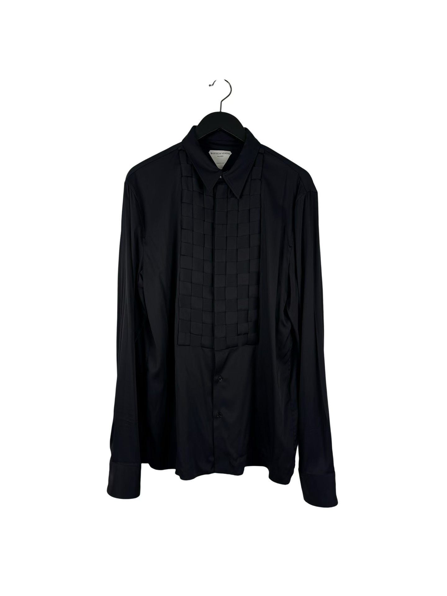 Bottega Veneta Bottega Veneta Black Woven Placket Check Shirt Size US XXS / EU 40 - 1 Thumbnail