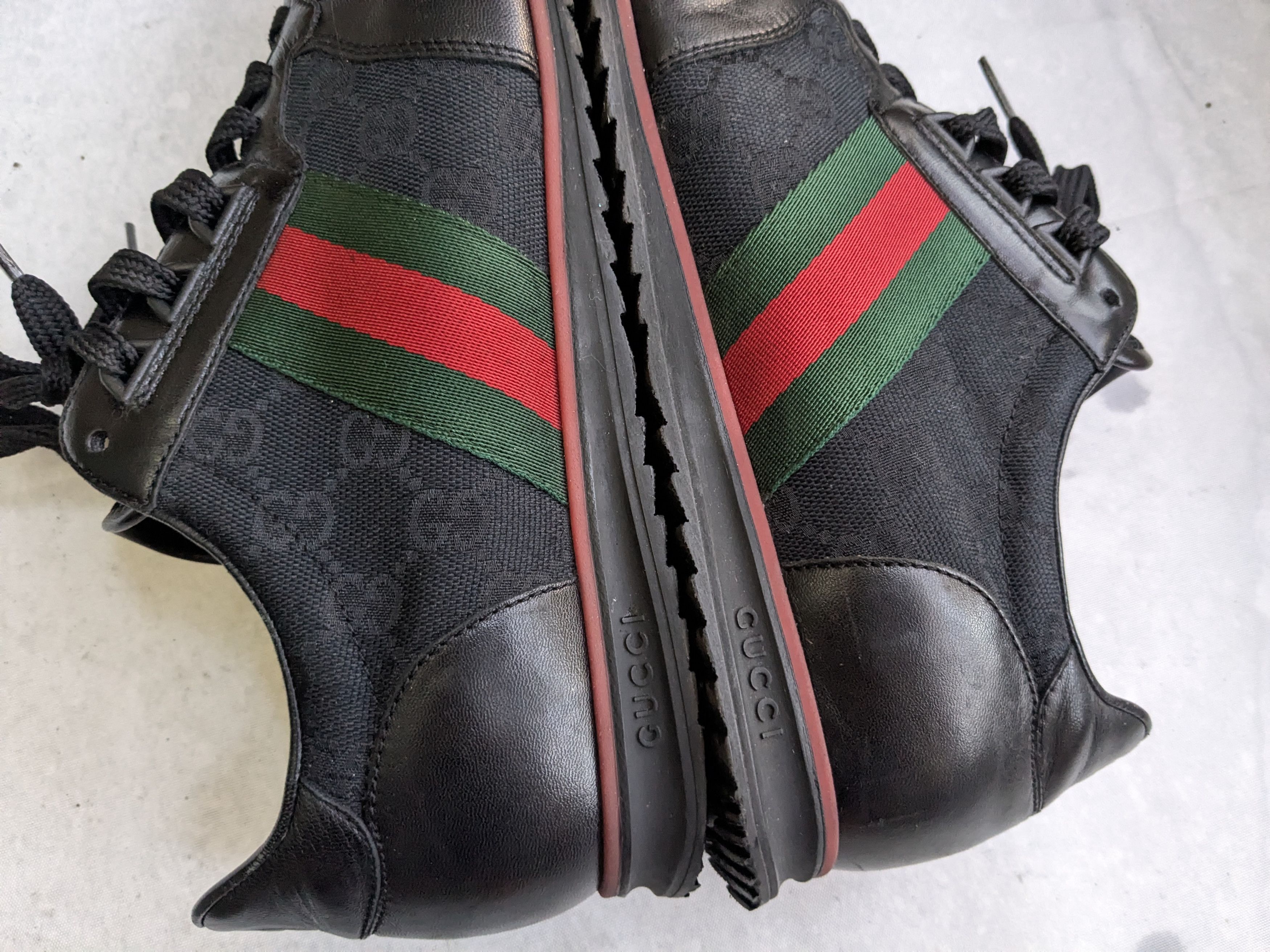 Gucci Gucci Sneakers Black 9.5 Web Leather Low Tops Size US 9.5 / EU 42-43 - 12 Thumbnail