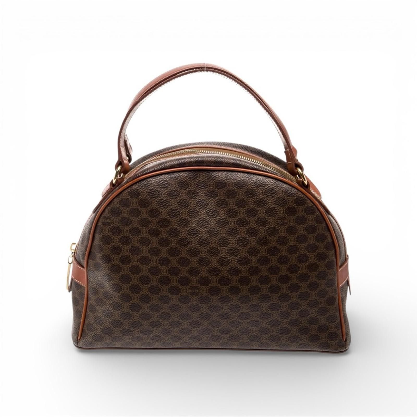 Celine Macadam Monogram Dome Handbag Brown Leather Tophandle, Women's