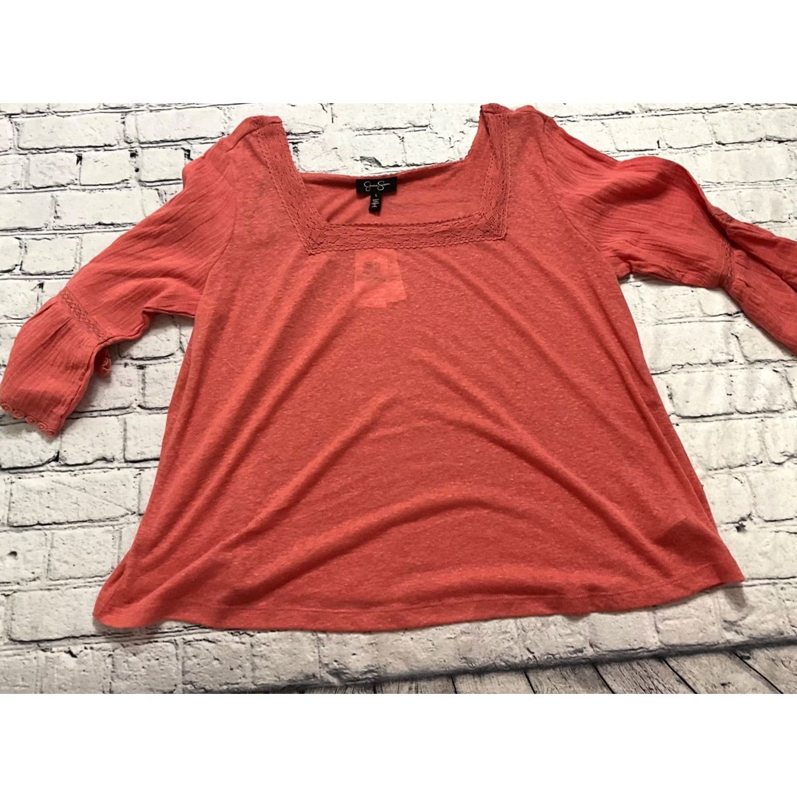 Jessica Simpson JESSICA SIMPSON Womens Blouse Top L NWT Coral Cowl Neck 3/4 Sleeve Pullover Regular Size Large Short Description Not Included Size L / US 10 / IT 46 - 5 Thumbnail