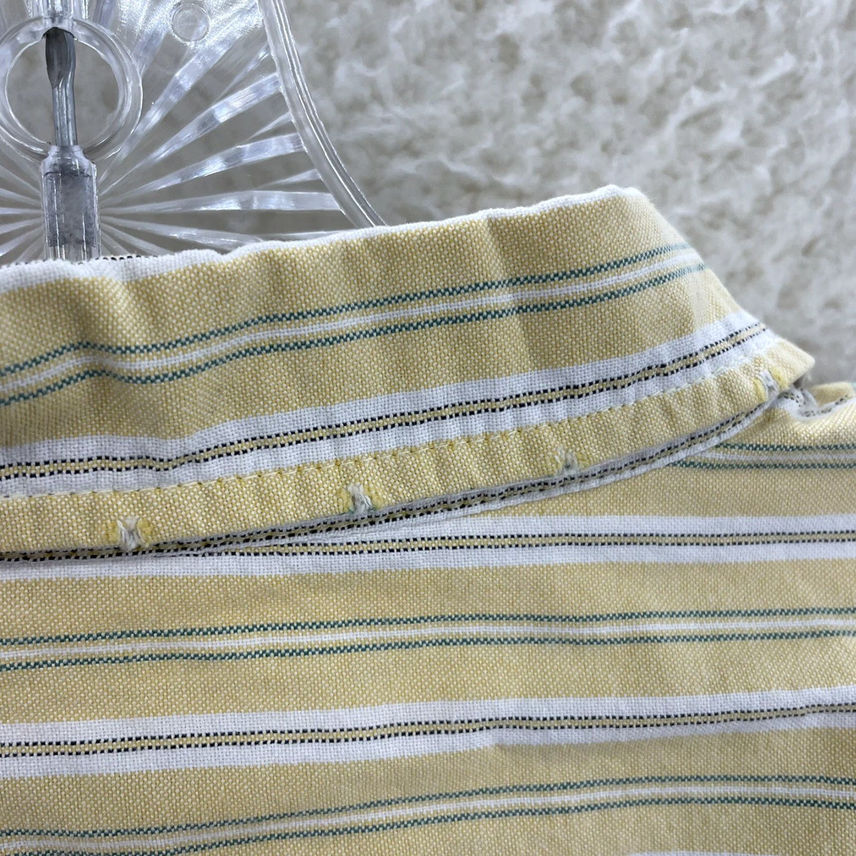 Vintage VINTAGE Urban Pipeline Button-Up Dress Shirt Mens Large Yellow Pinstripe Shirt Size 42R - 6 Thumbnail