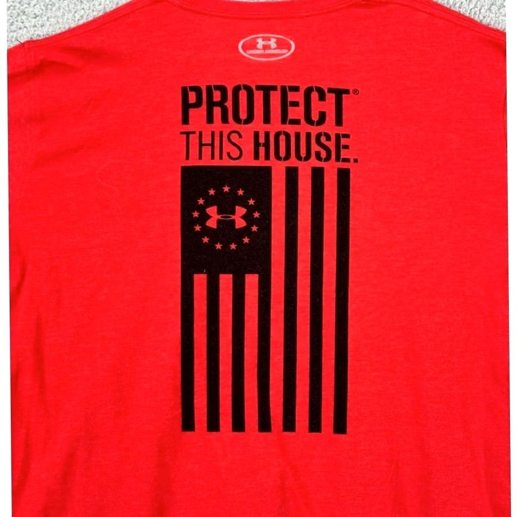 Under Armour Under Armour Heat Gear Shirt Mens 2XL Red Protect This House Short Sleeve Tee Size US XXL / EU 58 / 5 - 6 Thumbnail