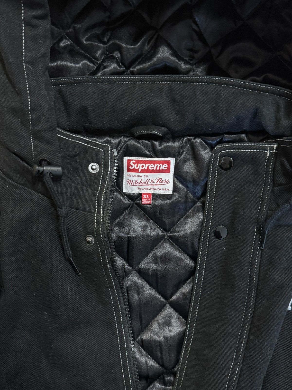 Supreme Supreme x Mitchell & Ness Twill Stadium Jacket 'Black' Size US XL / EU 56 / 4 - 5 Thumbnail