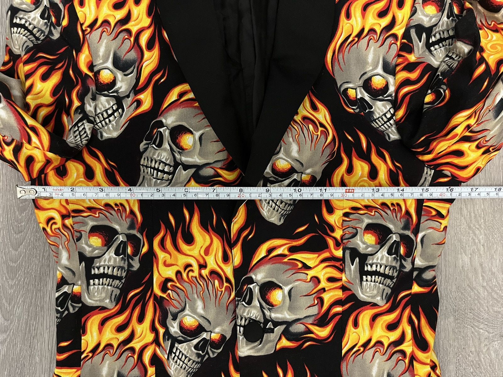 Skulls on fire jacket. Medium