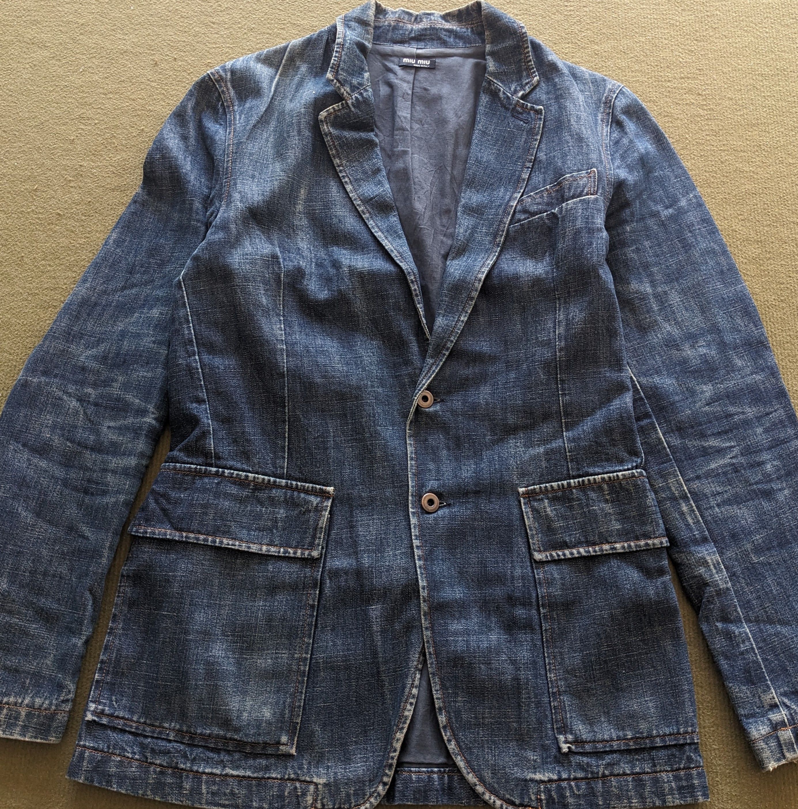 Miu Miu Vintage Miu Miu De Prada Denim Blazer Size XS / US 0-2 / IT 36-38 - 2 Thumbnail