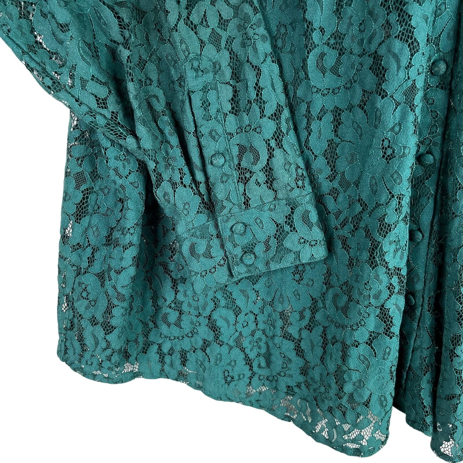 Other Torrid Lace Button Down Green Long Sleeve Top Blouse 5 5X Size 4XL / US 24-26 - 10 Thumbnail