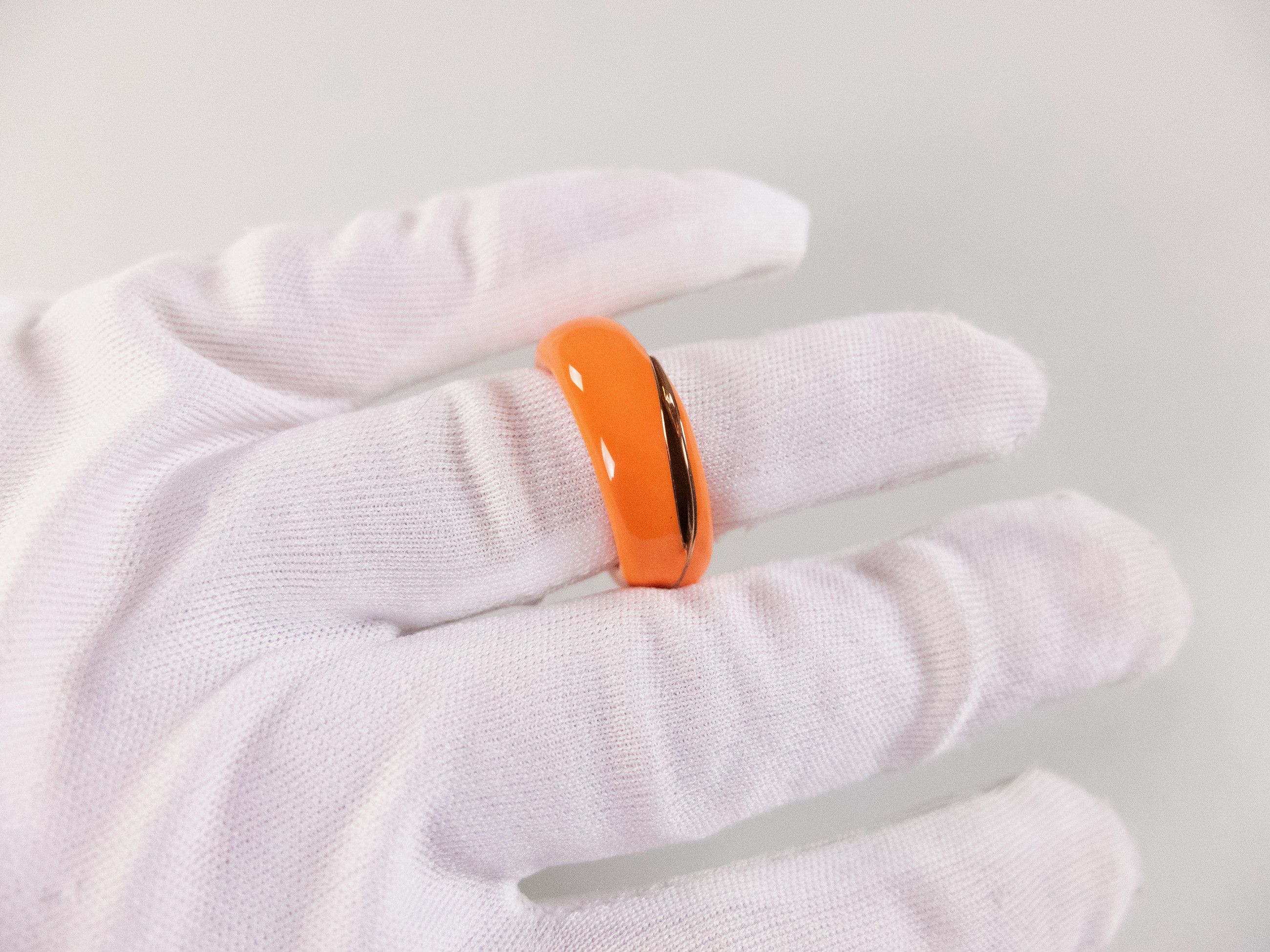 Bottega Veneta BOTTEGA VENETA Fold orange ring enamel & silver ring 15 q Size ONE SIZE - 9 Thumbnail