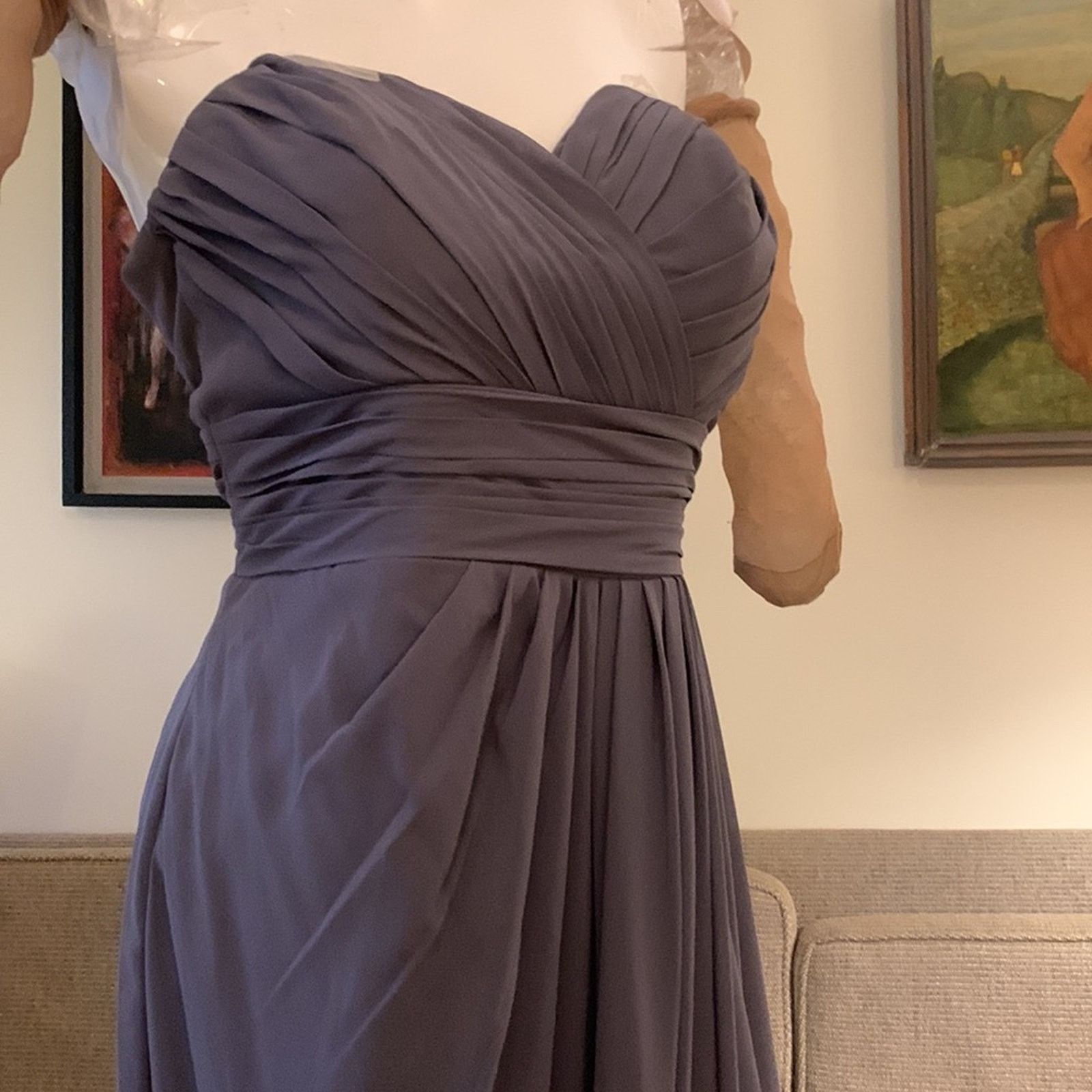 Vintage Bill Levkov dove gray chiffon Grecian gown prom bridesmaid Size M / US 6-8 / IT 42-44 - 1 Thumbnail