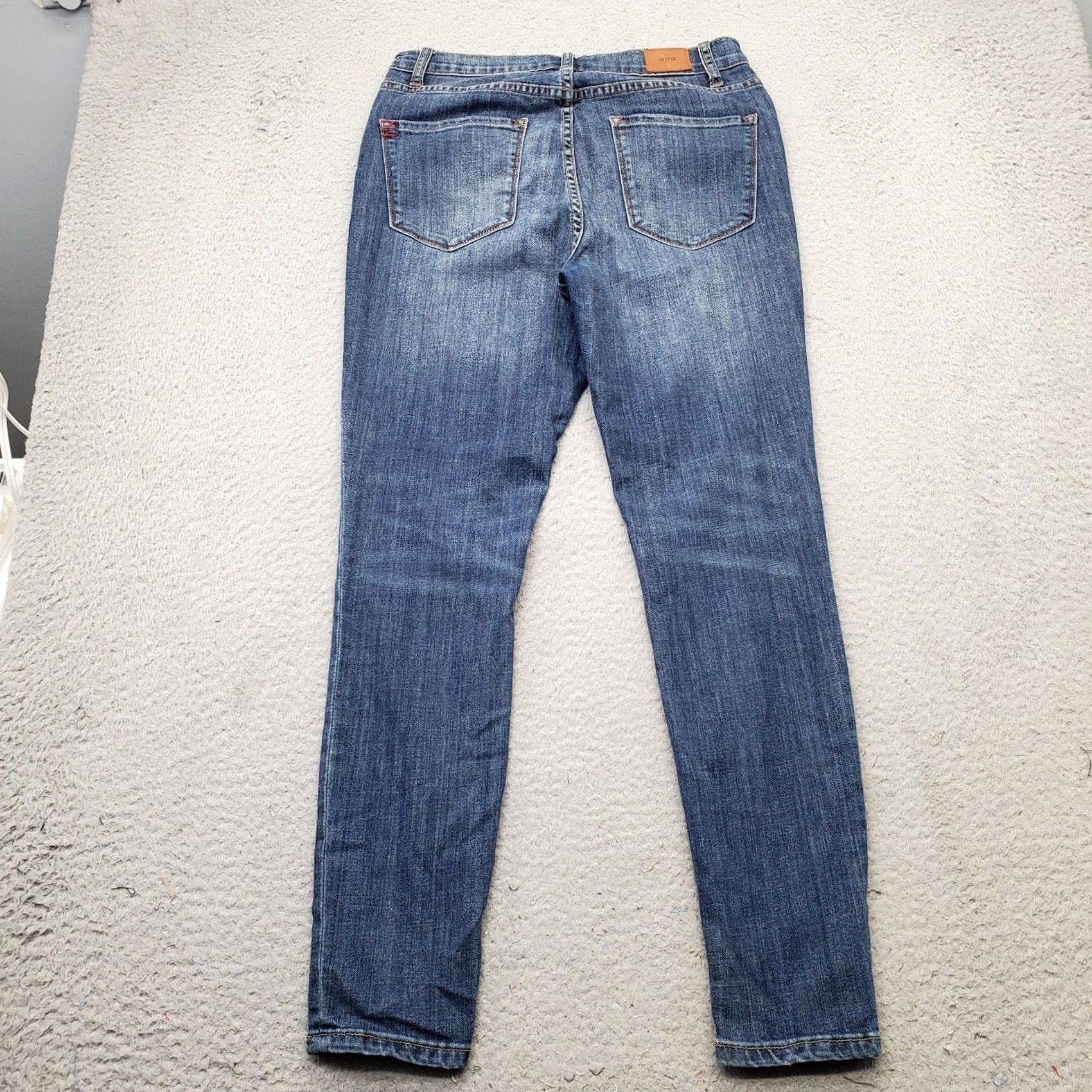 Bdg BDG Twig Ankle Jeans Womens 30 Blue Denim High Rise Stretch Whiskered Button Fly Jeans Women Size 30 Blue Skinny 5-Pocket Design Mens Size 30" / US 8 / IT 44 - 2 Thumbnail