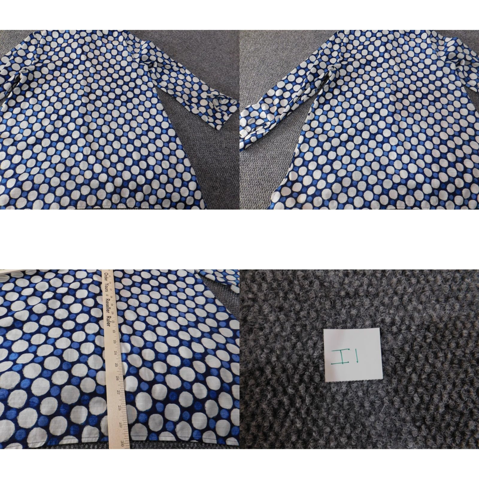 Vintage Chicos Button-Up Shirt Womens Blue Polka Dot Polyester Long Sleeve Collared Casual Designer Oversized Basic Pullover Size 1 Size XS / US 0-2 / IT 36-38 - 8 Thumbnail