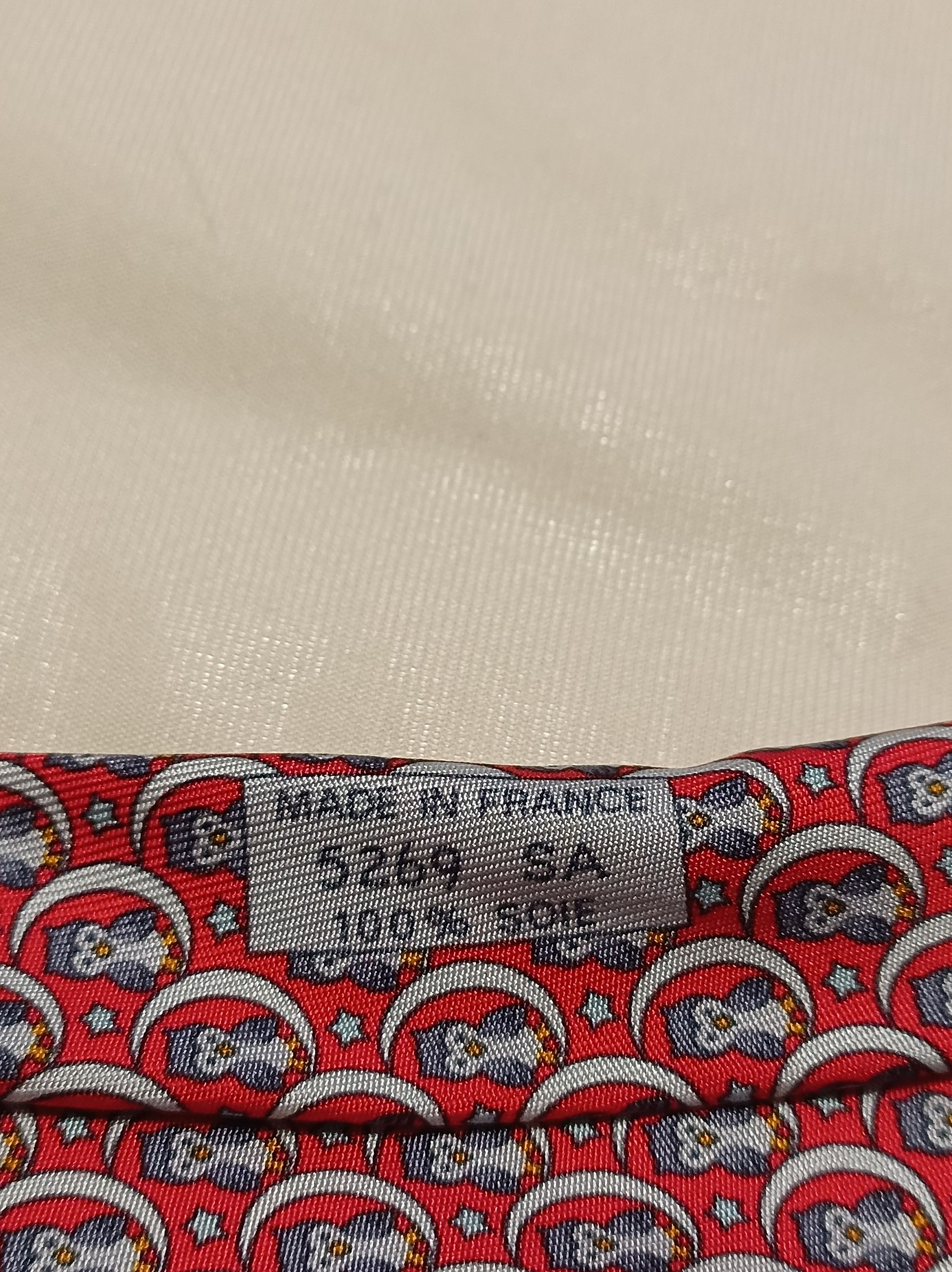 Hermes HERMES Red Owels Twill Silk Mens Necktie Tie 5269 SA Size ONE SIZE - 4 Thumbnail