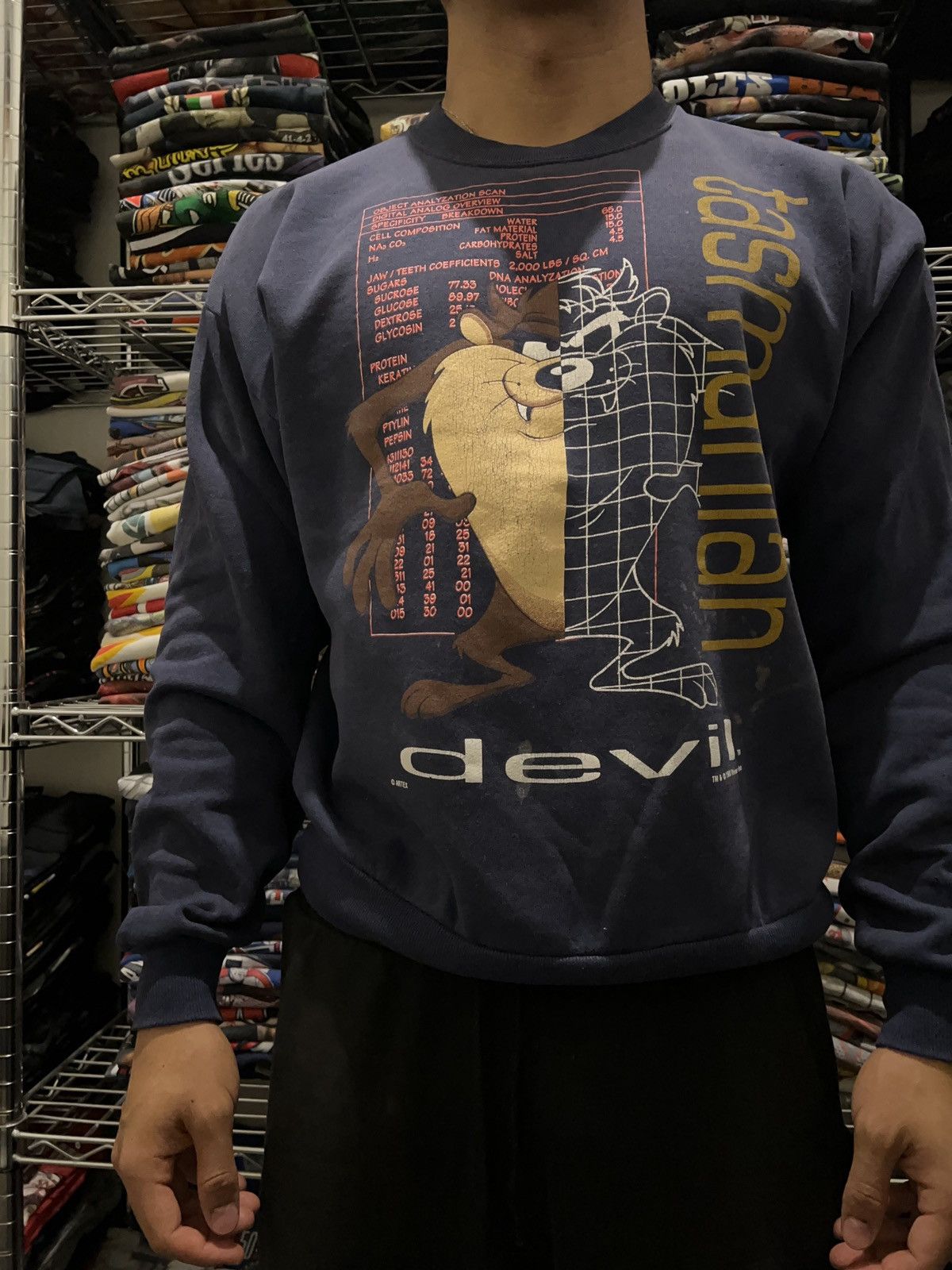 Warner Bros 1993 Tazmanian Devil Looney Tunes Crewneck Size US L / EU 52-54 / 3 - 2 Thumbnail