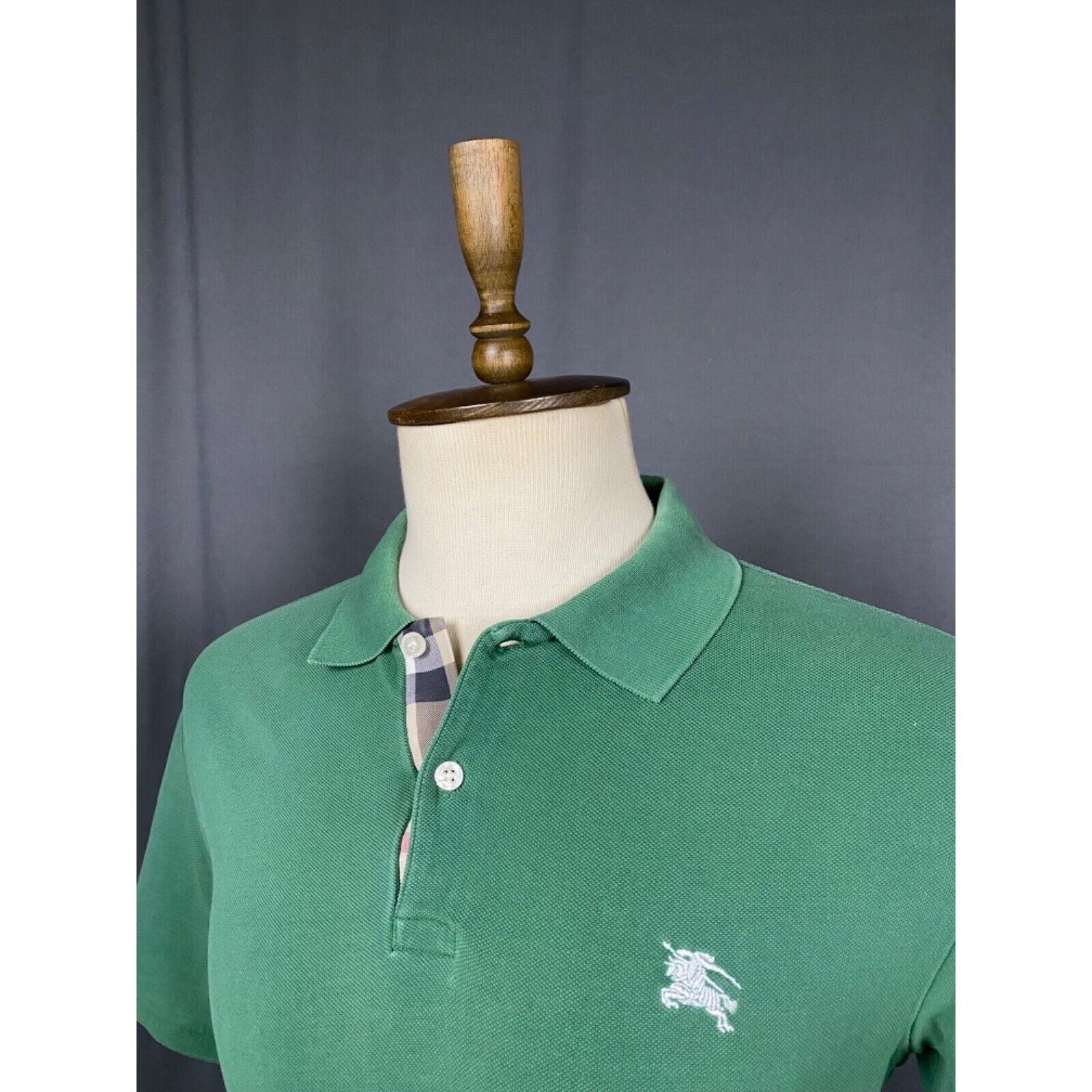 Burberry Burberry Small Logo Nova Check Men's Distressed Green Polo T Size US S / EU 44-46 / 1 - 5 Thumbnail