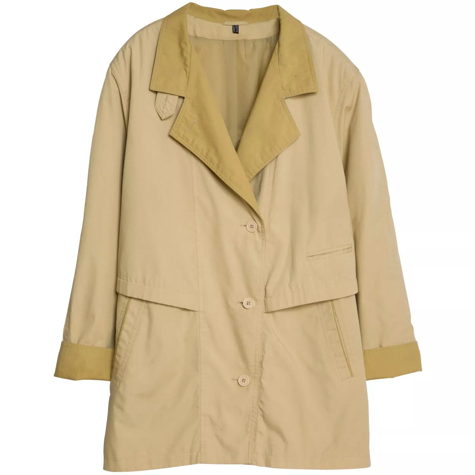 image of Vintage Sundazed (Germany) Oxford Cloth Gun Flap Short Trench Coat in Yellow, Women's (Size Large)