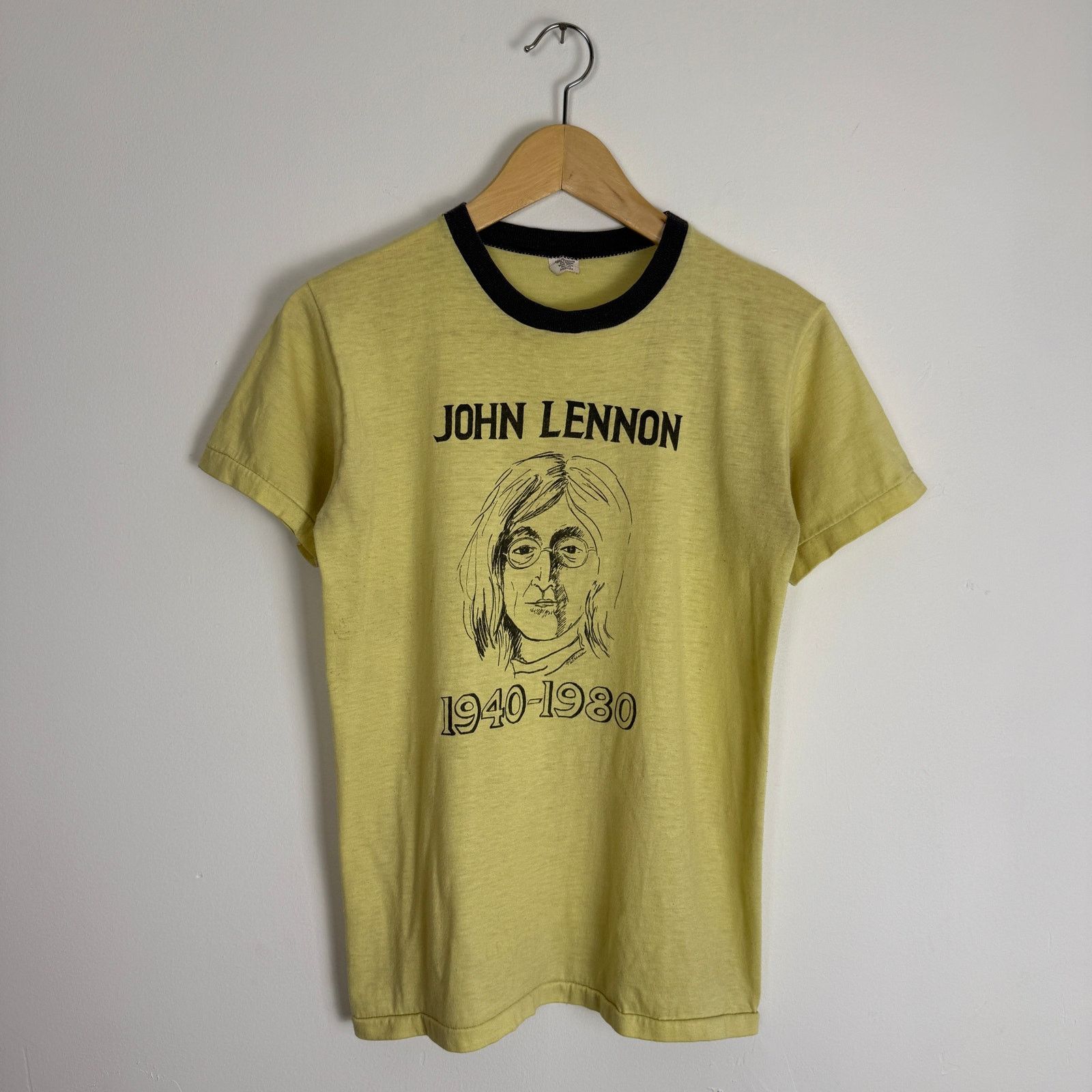 Vintage 80s John Lennon Beatles Rock Band Ringer Tee Shirt