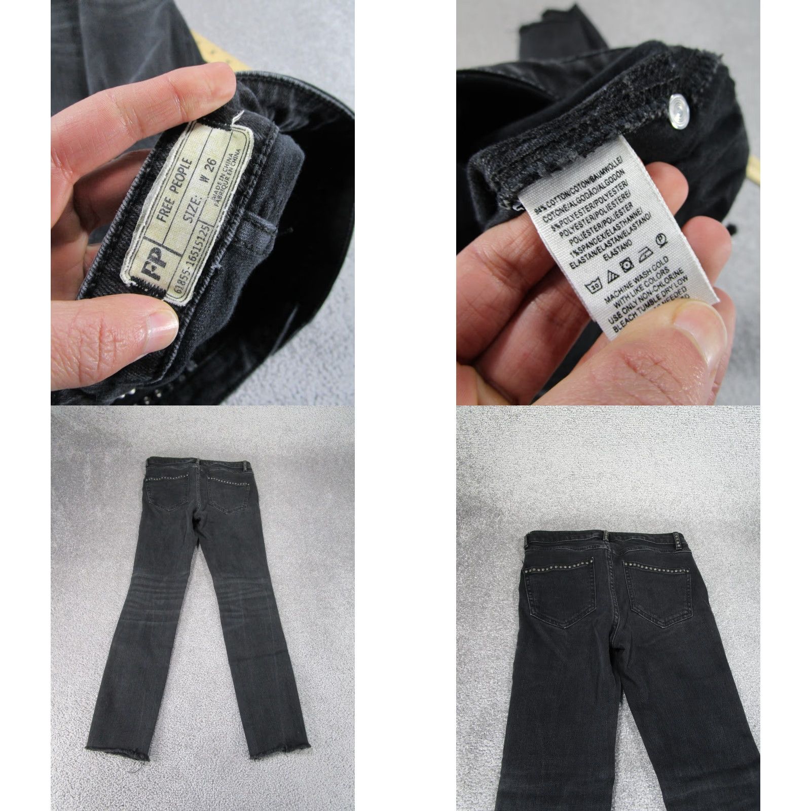 Free People Free People Jeans Womens 26 Black Denim Skinny Ripped Studded Size 26" / US 2 / IT 38 - 8 Thumbnail