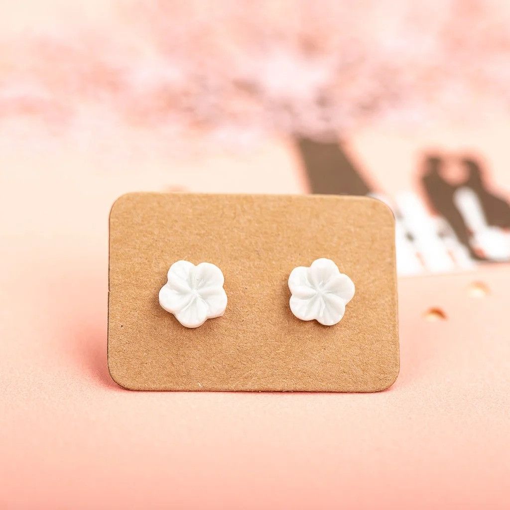 Jewelry Small Flower Stud Earrings Ceramic Ear Gift For Her Size ONE SIZE - 1 Preview