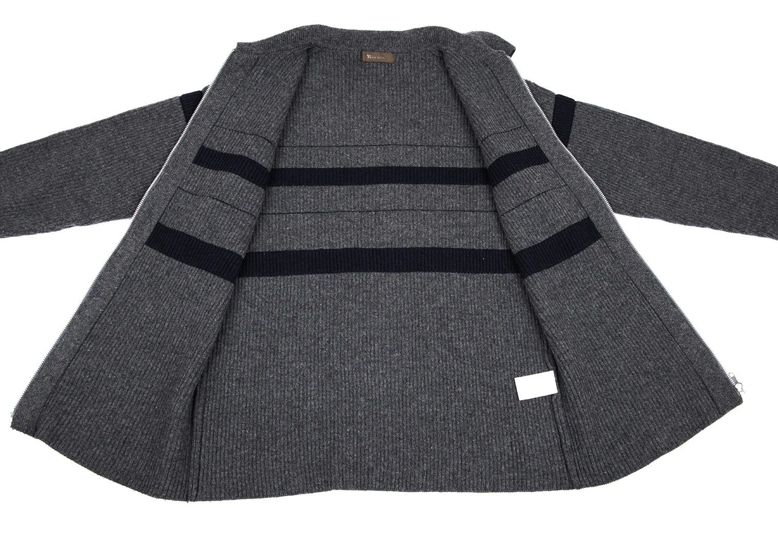 Jean Paul Gaultier Zip-Up Knit Cardigan in Gray and Navy, Size M Size US M / EU 48-50 / 2 - 11 Thumbnail