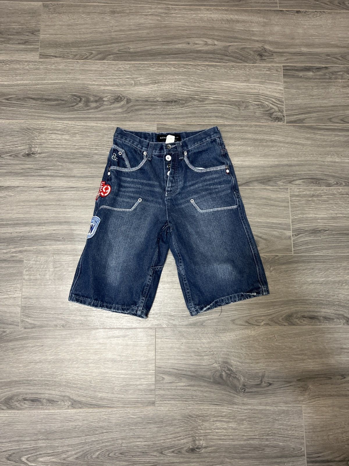 Rocawear × Vintage Crazy Y2K Rocawear patched Jean shorts jorts Size US 26 / EU 42 - 2 Thumbnail