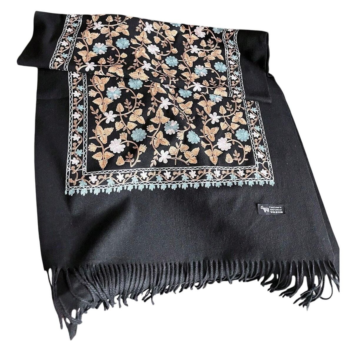 Shein Women's Embroidered Cashmere and Wool Scarf, Size OS Size ONE SIZE - 1 Thumbnail