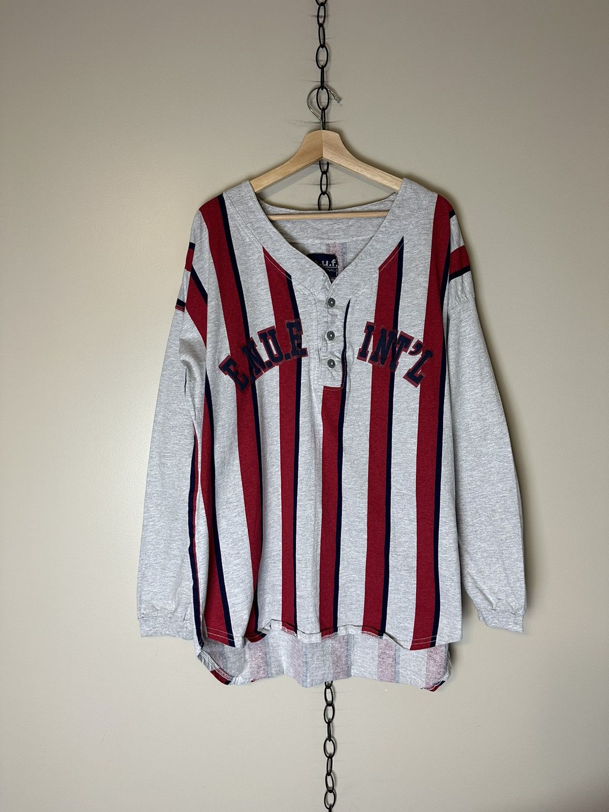 Vintage Vintage E.N.U.F International Striped Long Sleeve Henley Size US L / EU 52-54 / 3 - 1 Thumbnail